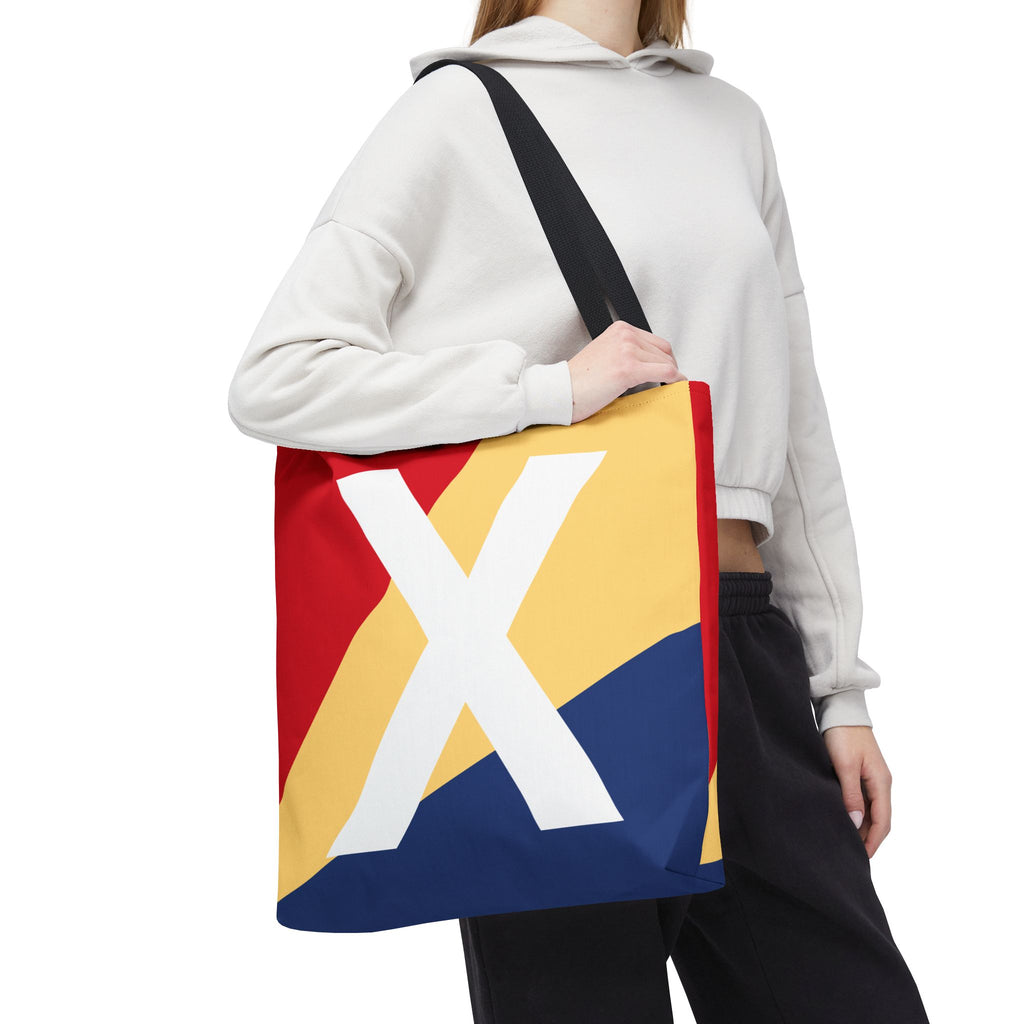 Monogram 'X' Colorblock Tote Bag — Personalized Initial X Shoulder Tote