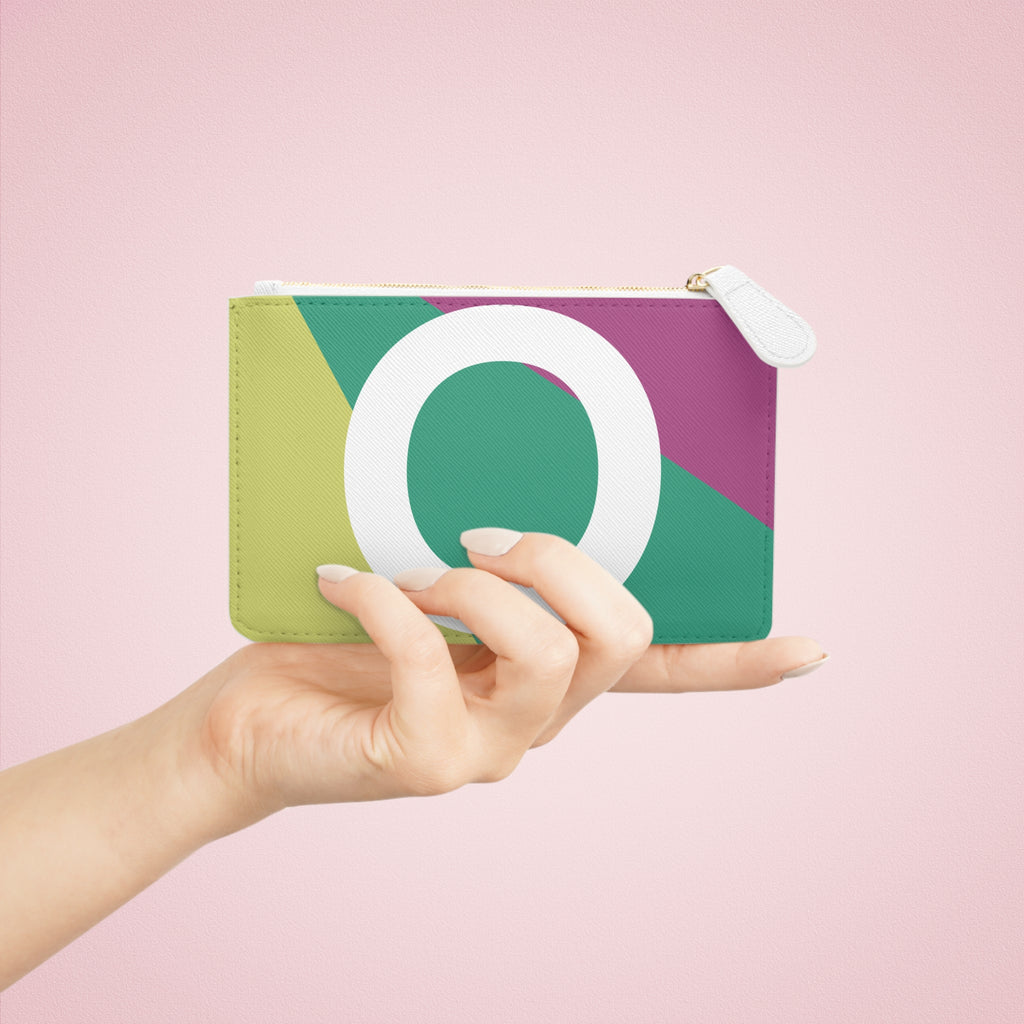 Initial O Mini Clutch — Colorblock Monogram Wristlet Wallet