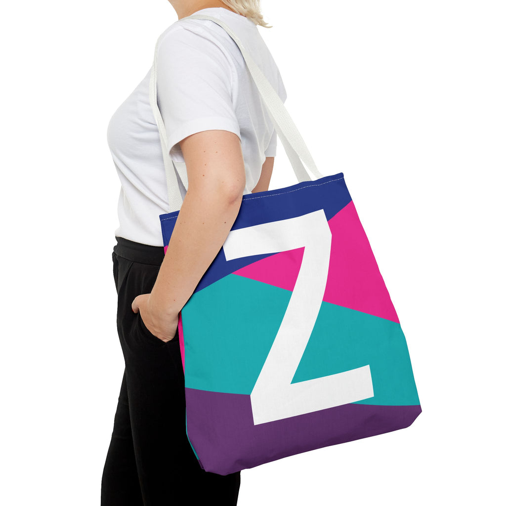 Monogram 'Z' Colorblock Tote Bag — Personalized Initial Z Shoulder Tote