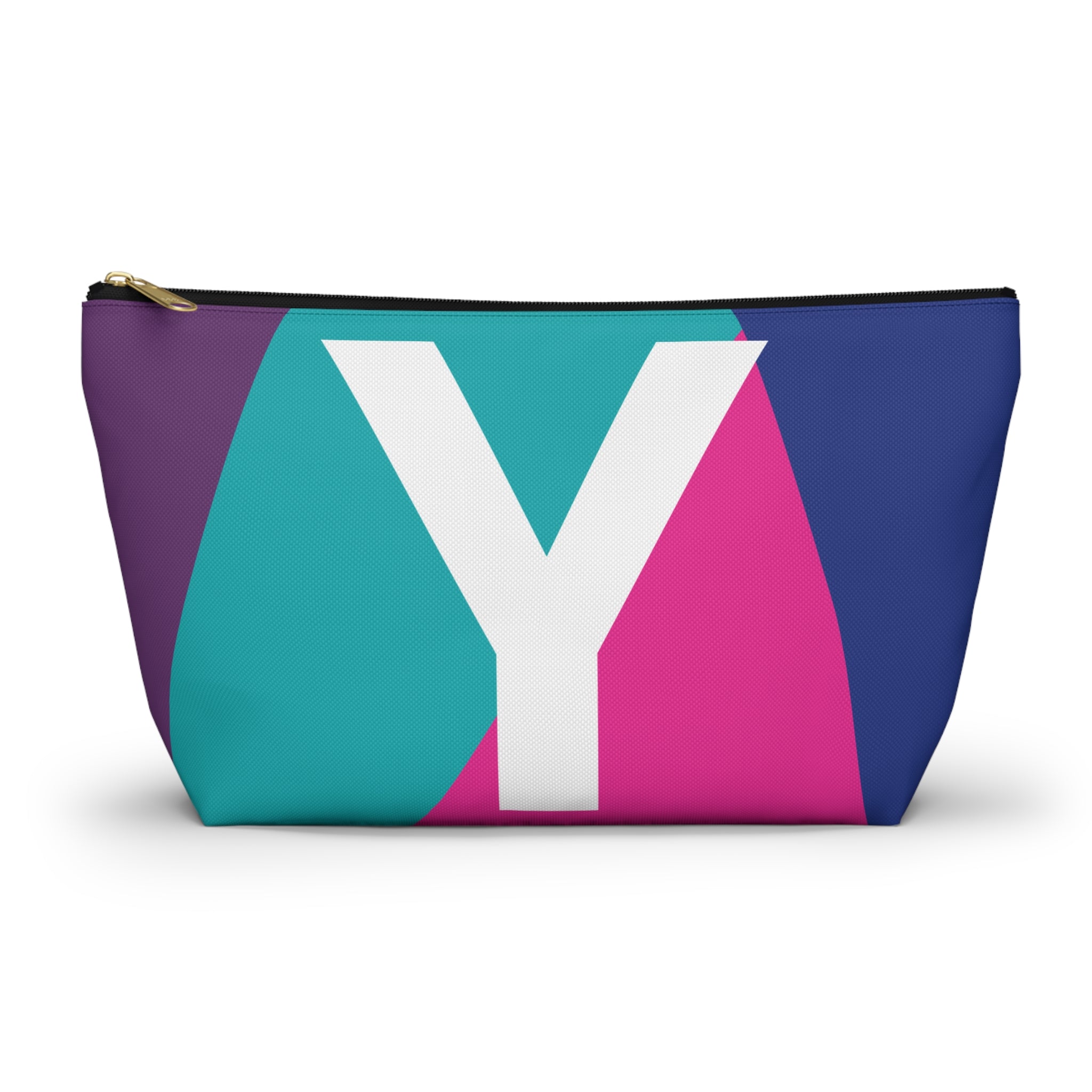Initials Colorblock Accessory Pouch — Monogram Y T-Bottom Cosmetic Bag