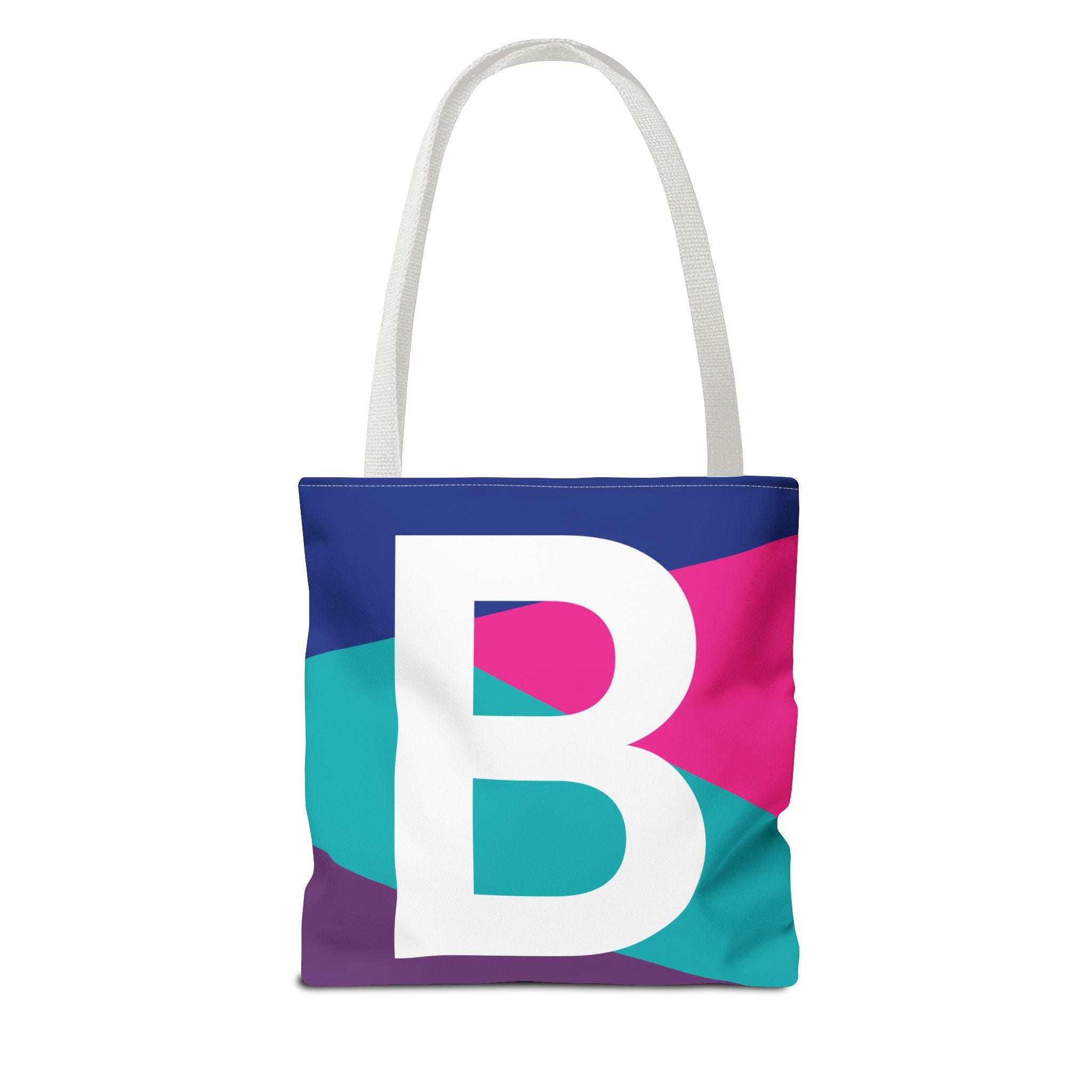 Monogram 'B' Colorblock Tote Bag — Personalized Initial B Shoulder Tote