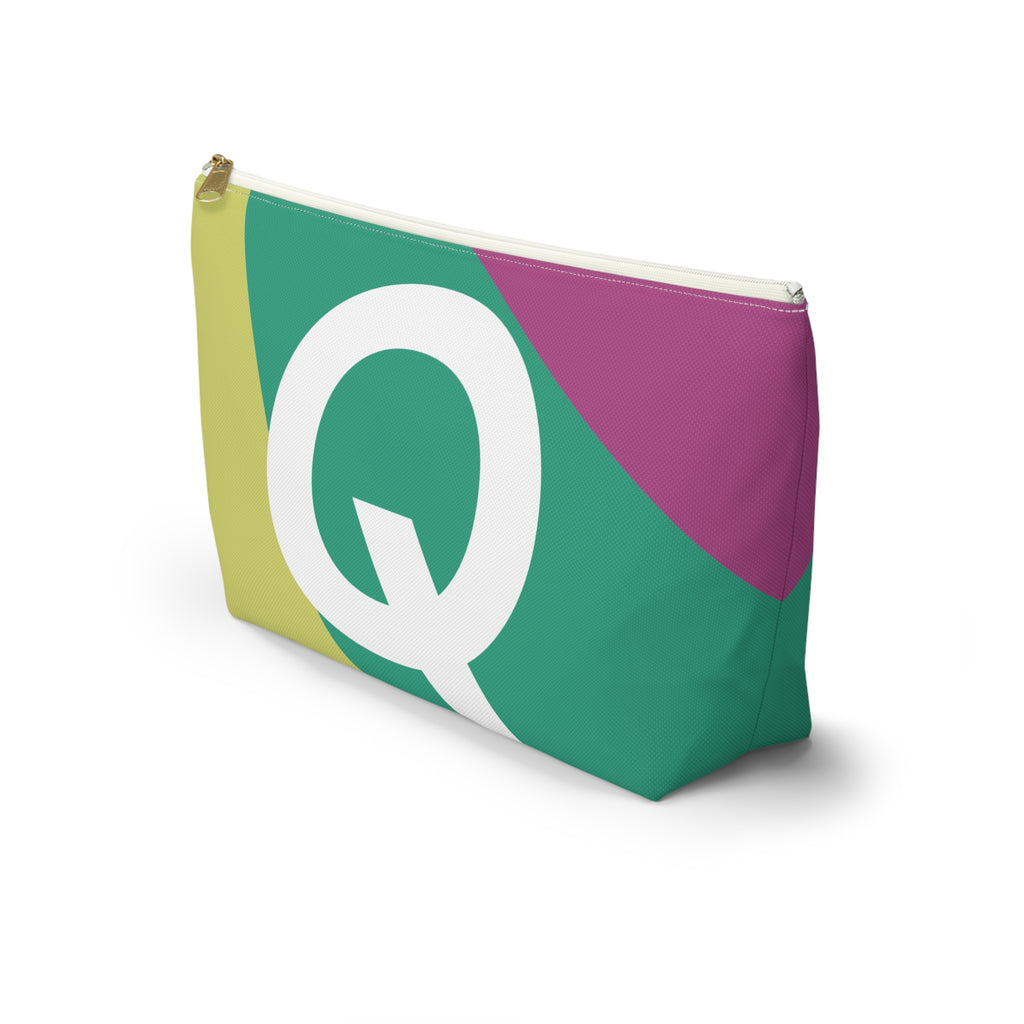 Initials Colorblock Accessory Pouch — Monogram Q T-Bottom Cosmetic Bag