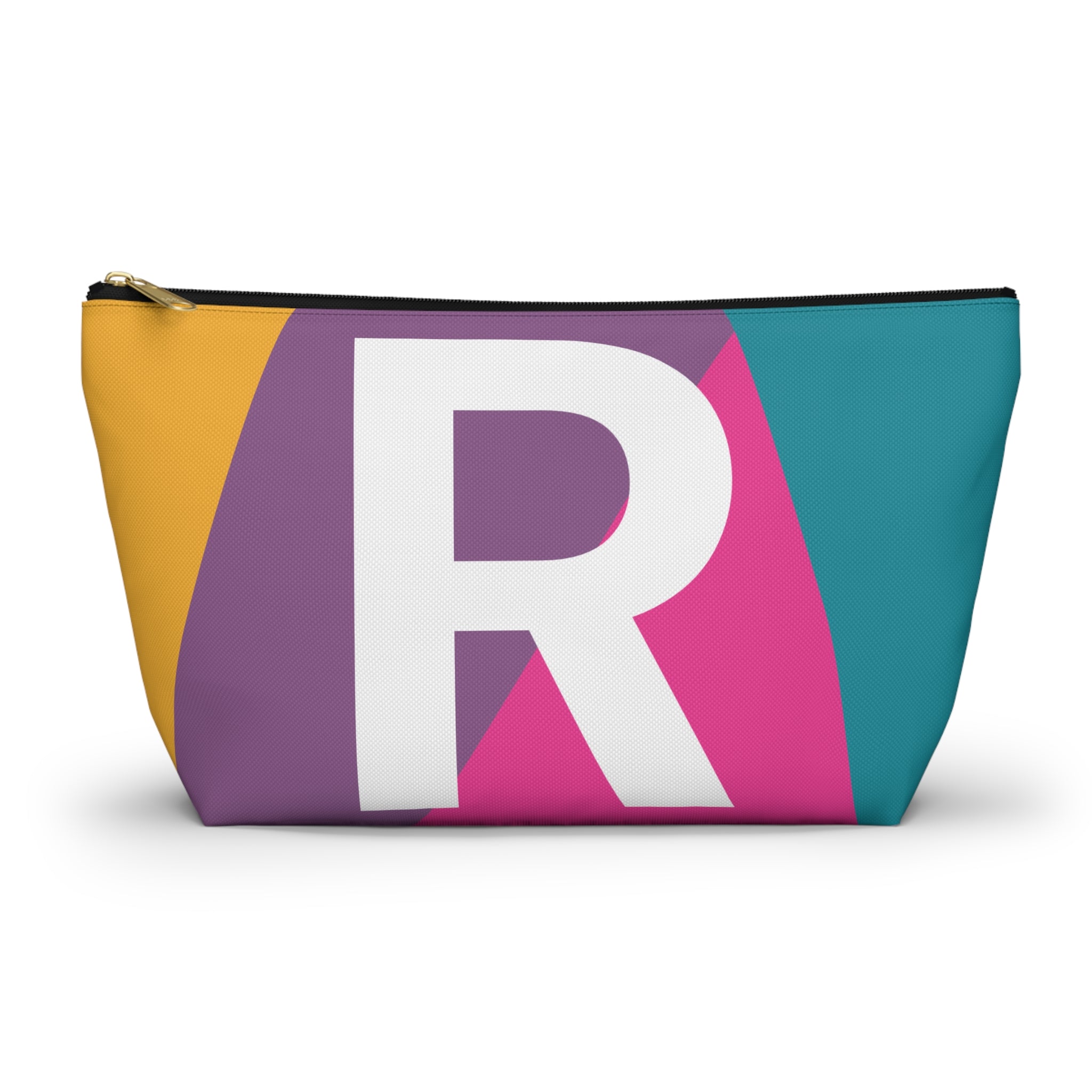 Initials Colorblock Accessory Pouch — Monogram R T-Bottom Cosmetic Bag