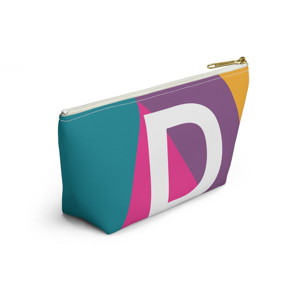 Initials Colorblock Accessory Pouch — Monogram D T-Bottom Cosmetic Bag