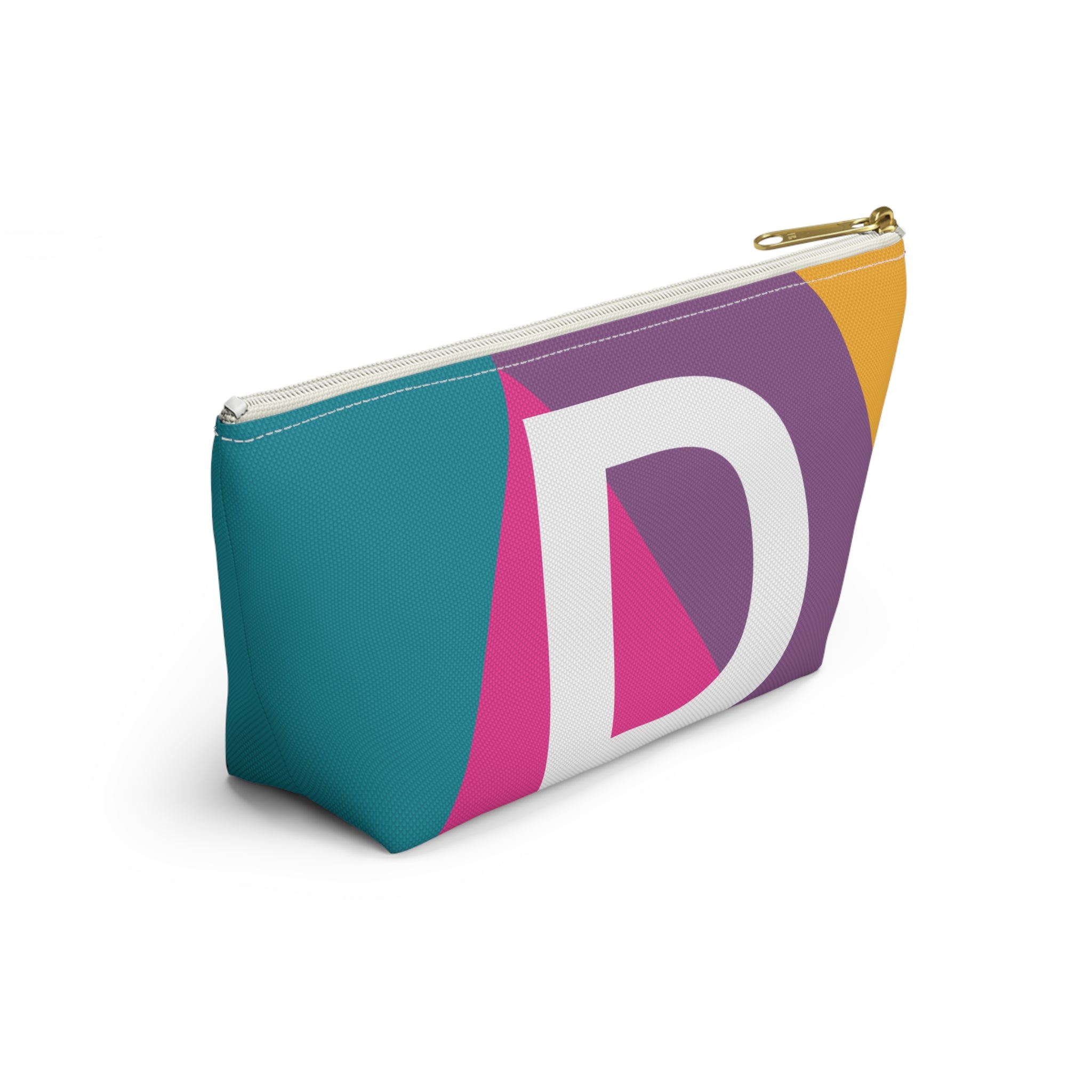 Initials Colorblock Accessory Pouch — Monogram D T-Bottom Cosmetic Bag
