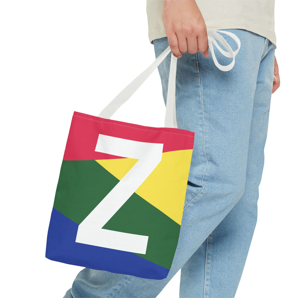 Monogram 'Z' Colorblock Tote Bag — Personalized Initial Z Shoulder Tote