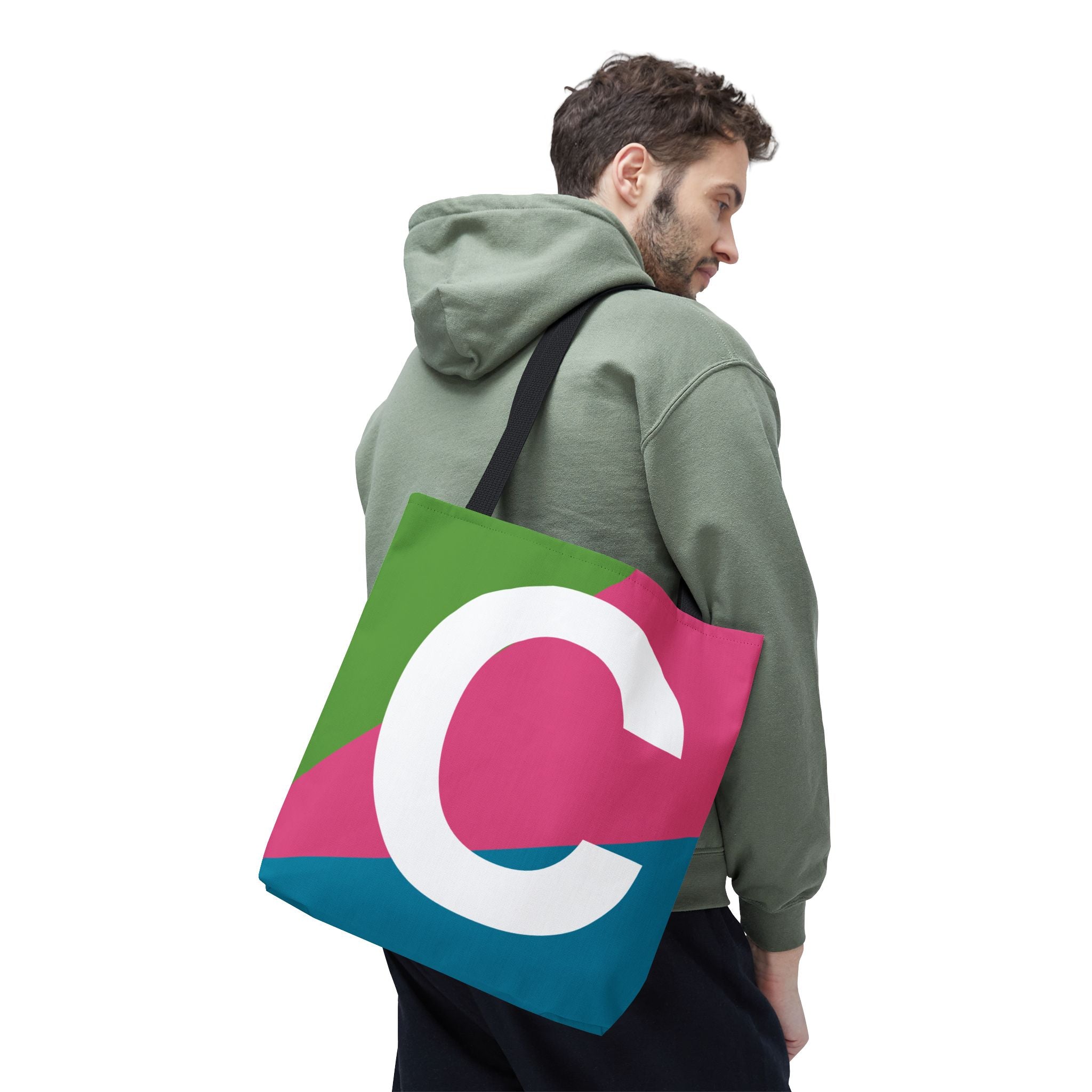 Monogram 'C' Colorblock Tote Bag — Personalized Initial C Shoulder Tote