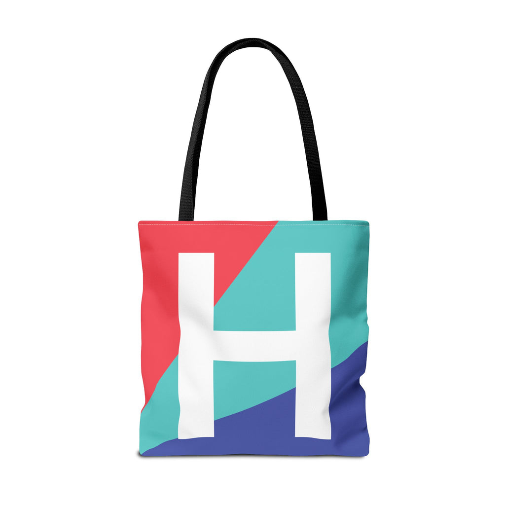 Monogram 'H' Colorblock Tote Bag — Personalized Initial H Shoulder Tote