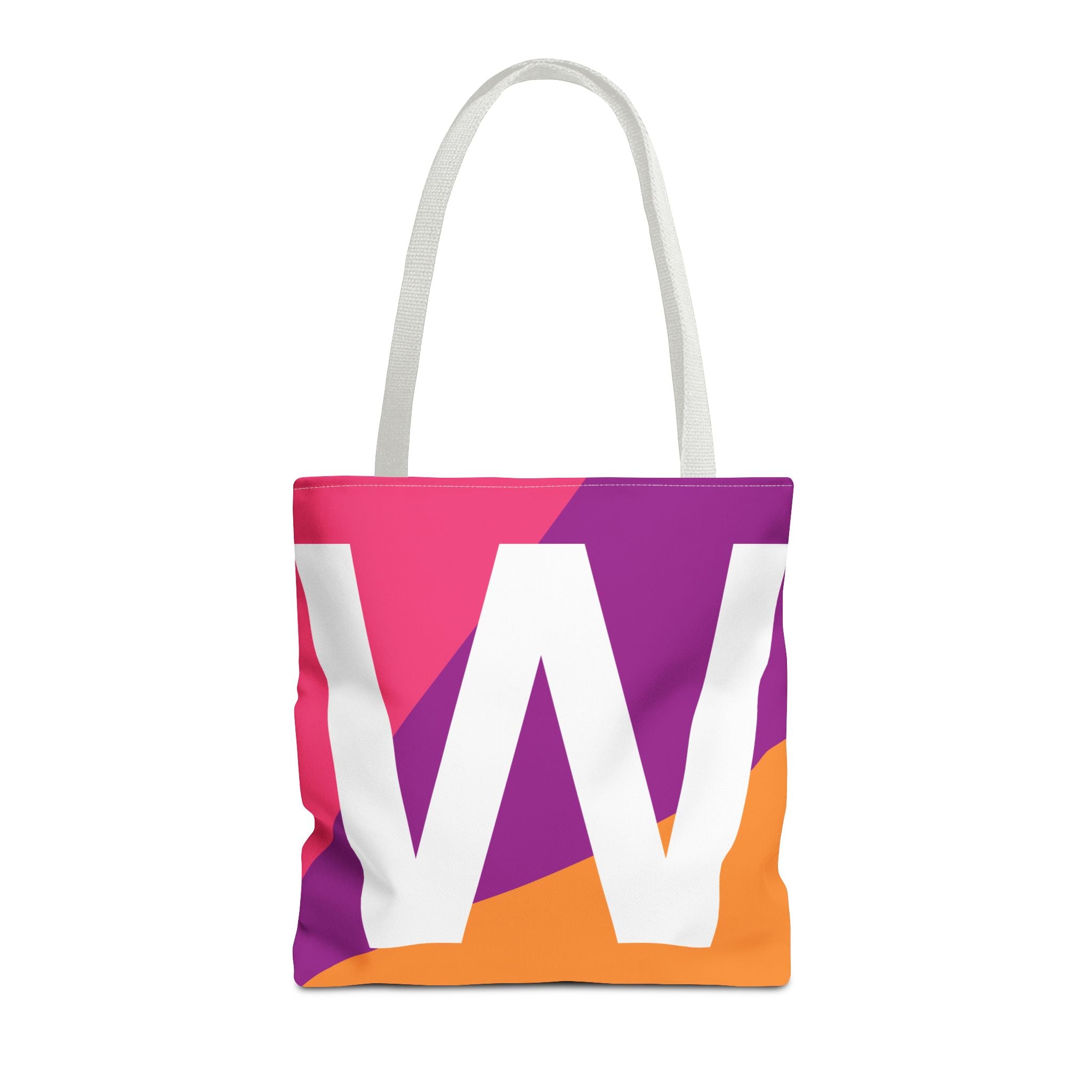 Monogram 'W' Colorblock Tote Bag — Personalized Initial W Shoulder Tote