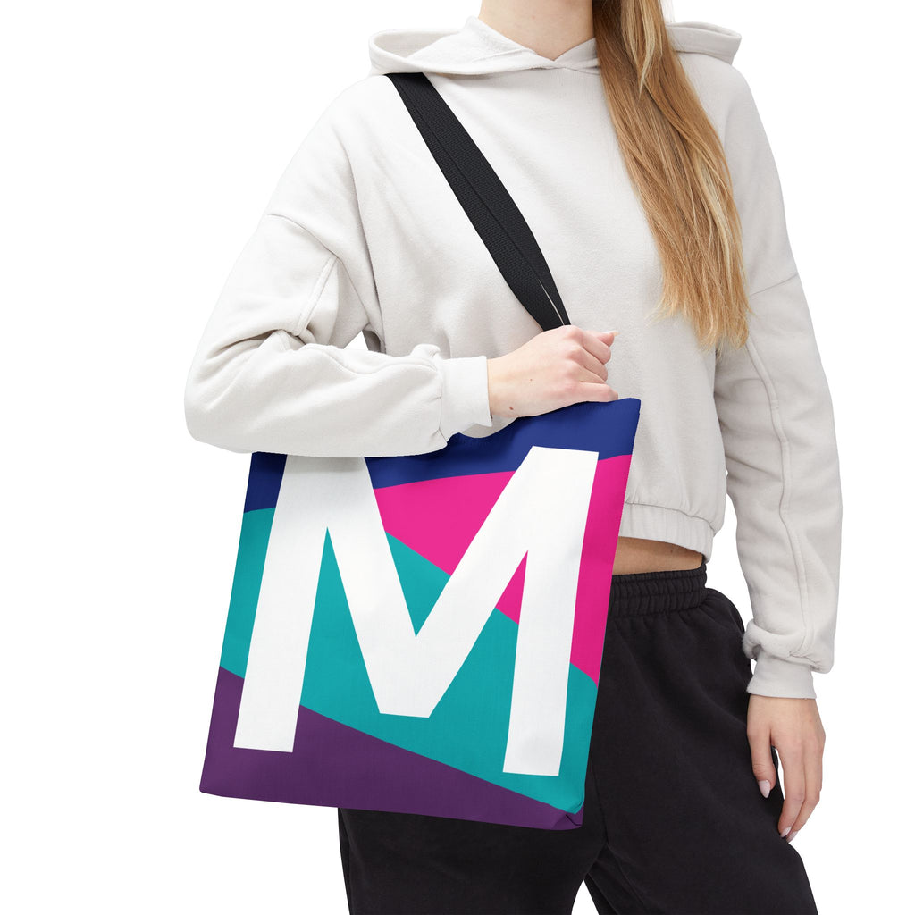 Monogram 'M' Colorblock Tote Bag — Personalized Initial L Shoulder Tote