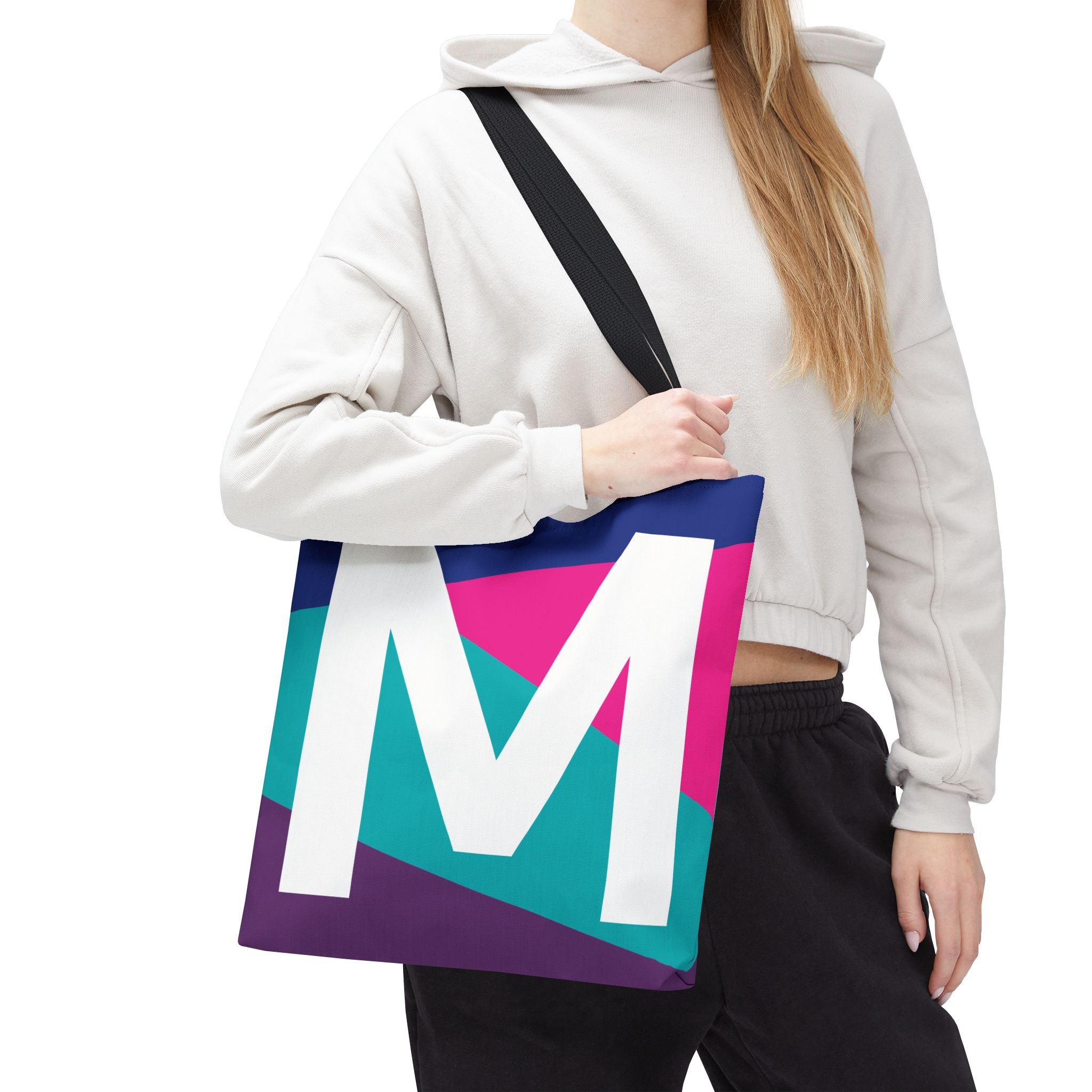 Monogram 'M' Colorblock Tote Bag — Personalized Initial L Shoulder Tote