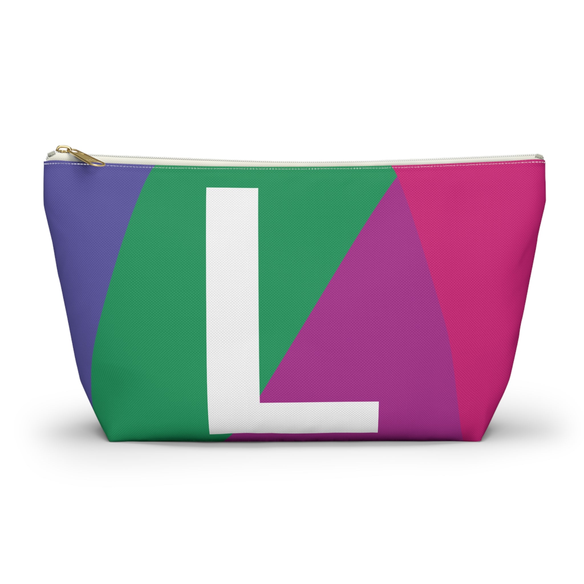 Initials Colorblock Accessory Pouch — Monogram L T-Bottom Cosmetic Bag