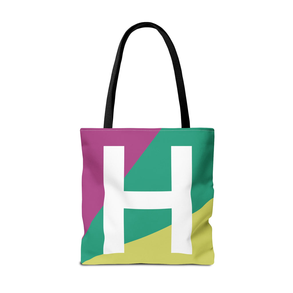 Monogram 'H' Colorblock Tote Bag — Personalized Initial H Shoulder Tote