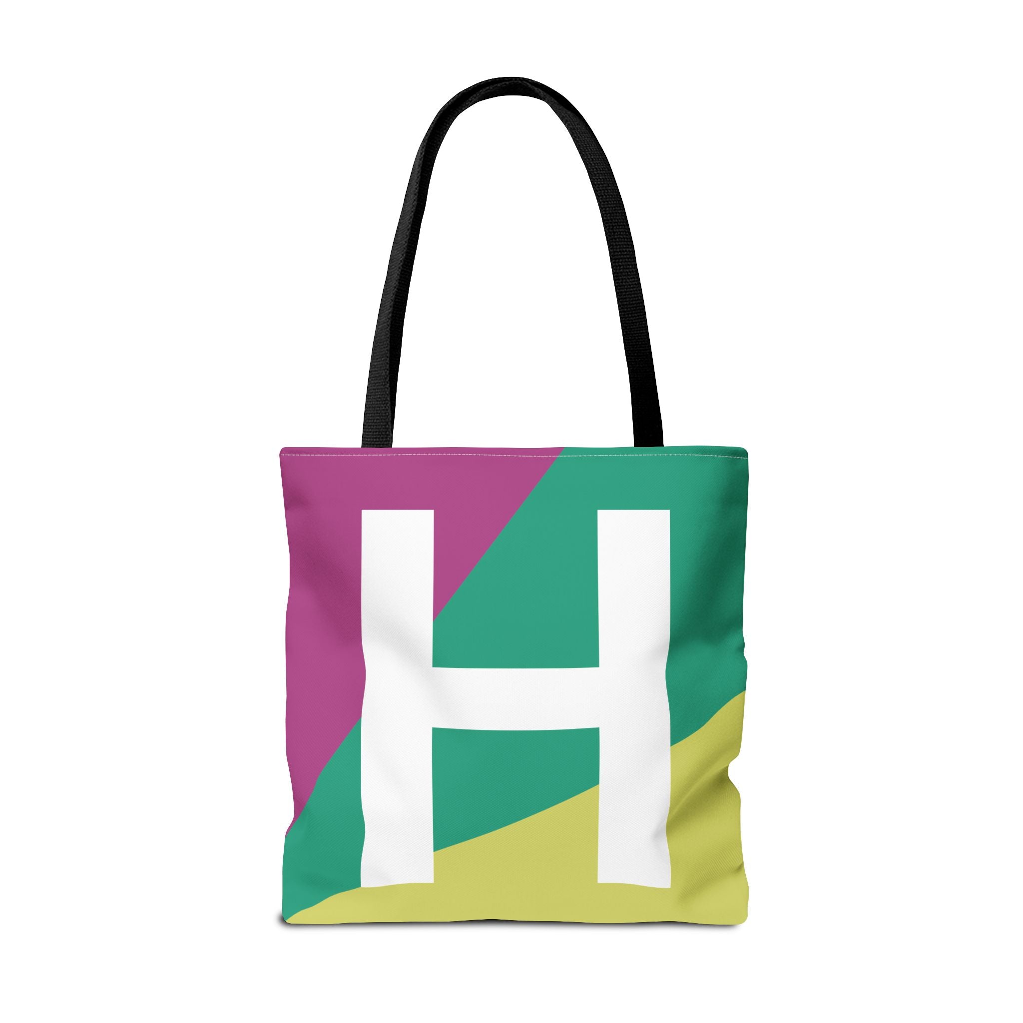 Monogram 'H' Colorblock Tote Bag — Personalized Initial H Shoulder Tote