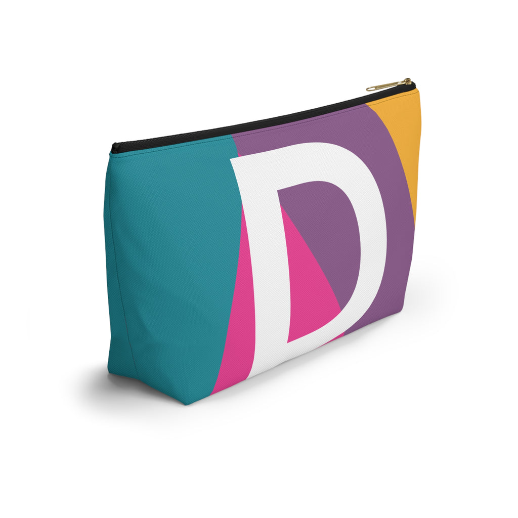Initials Colorblock Accessory Pouch — Monogram D T-Bottom Cosmetic Bag
