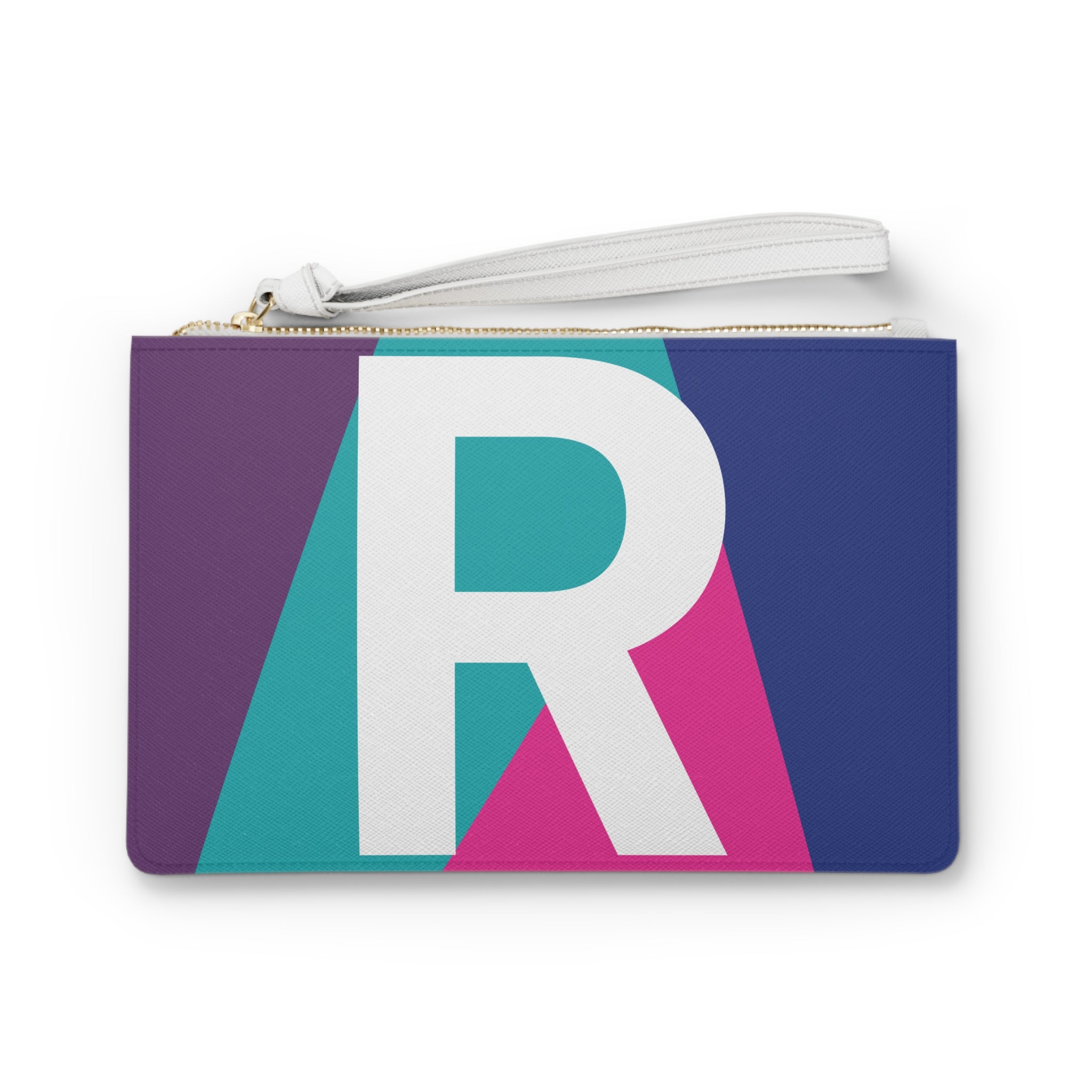 Monogram 'R' Colorblock Clutch Bag — Bold Geometric Wristlet for Everyday & Gifts
