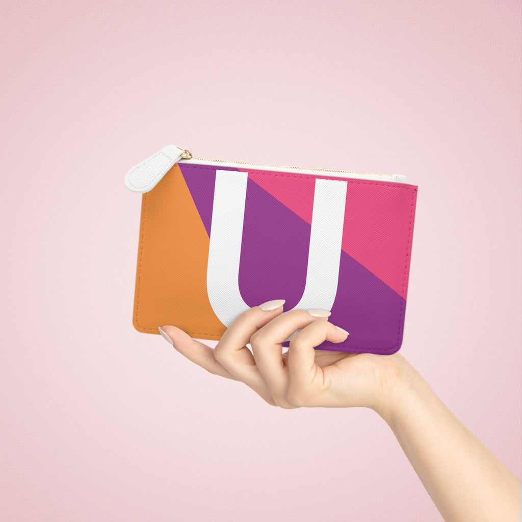 Initial U Mini Clutch — Colorblock Monogram Wristlet Wallet