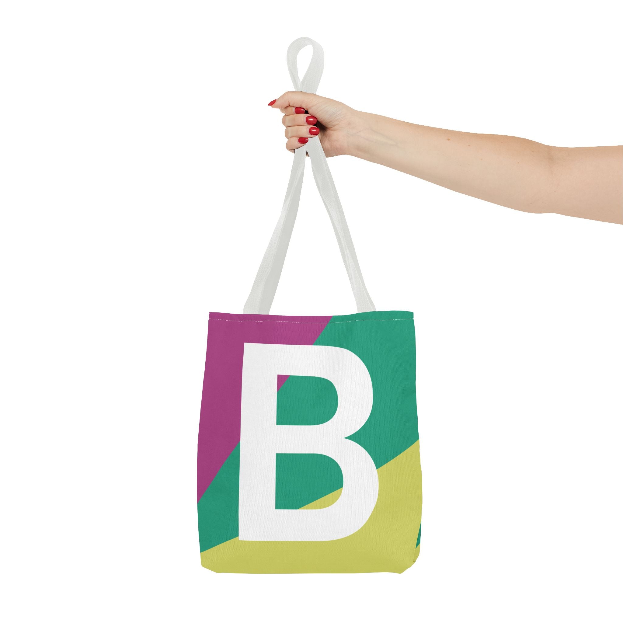 Monogram 'B' Colorblock Tote Bag — Personalized Initial B Shoulder Tote