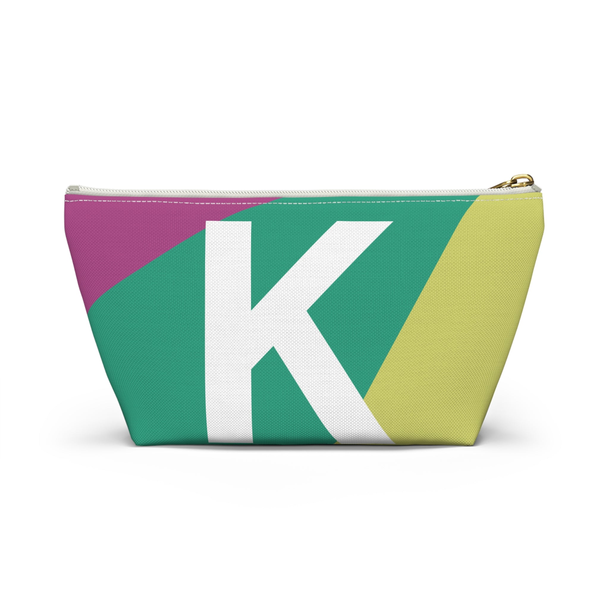 Initials Colorblock Accessory Pouch — Monogram K T-Bottom Cosmetic Bag