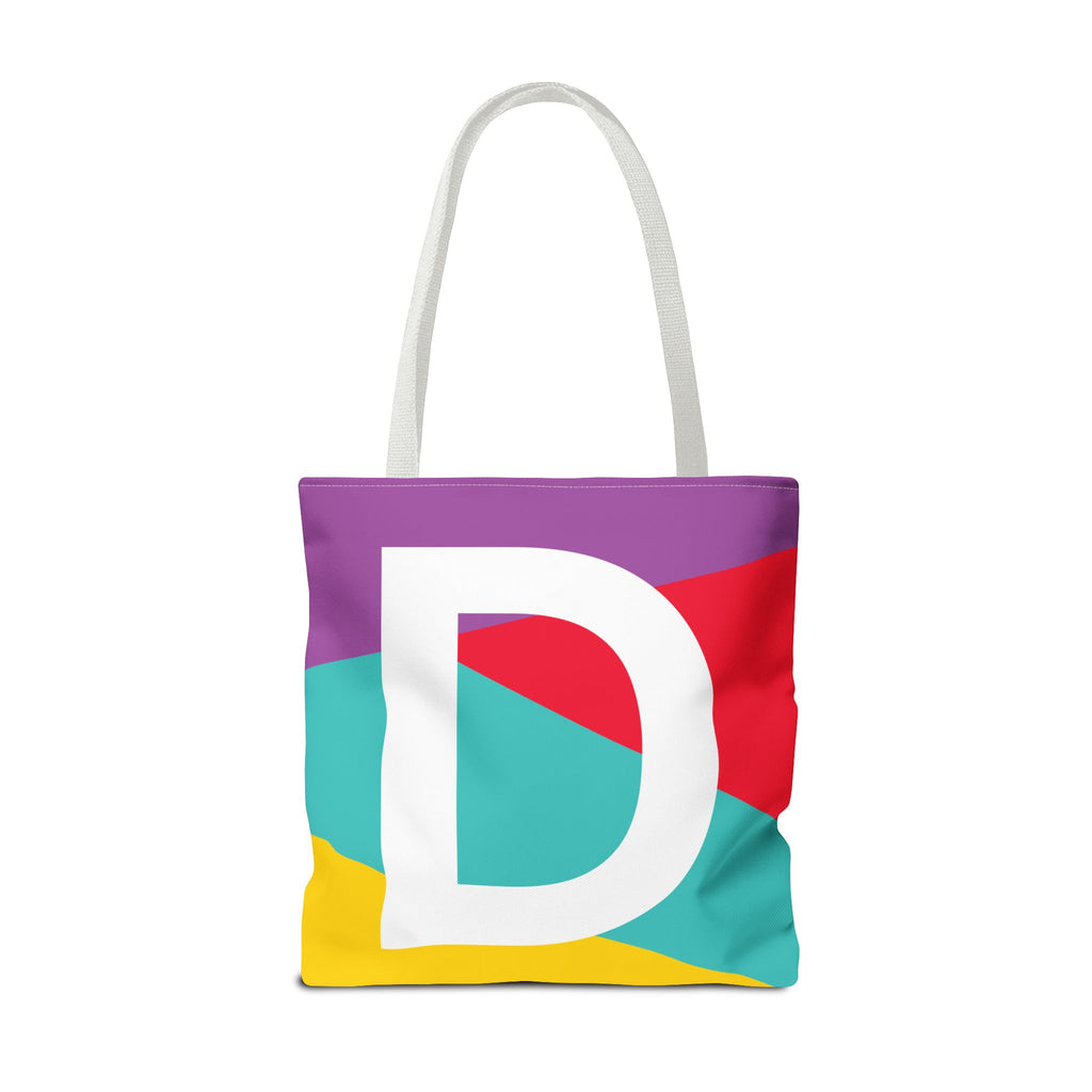 Monogram 'D' Colorblock Tote Bag — Personalized Initial D Shoulder Tote