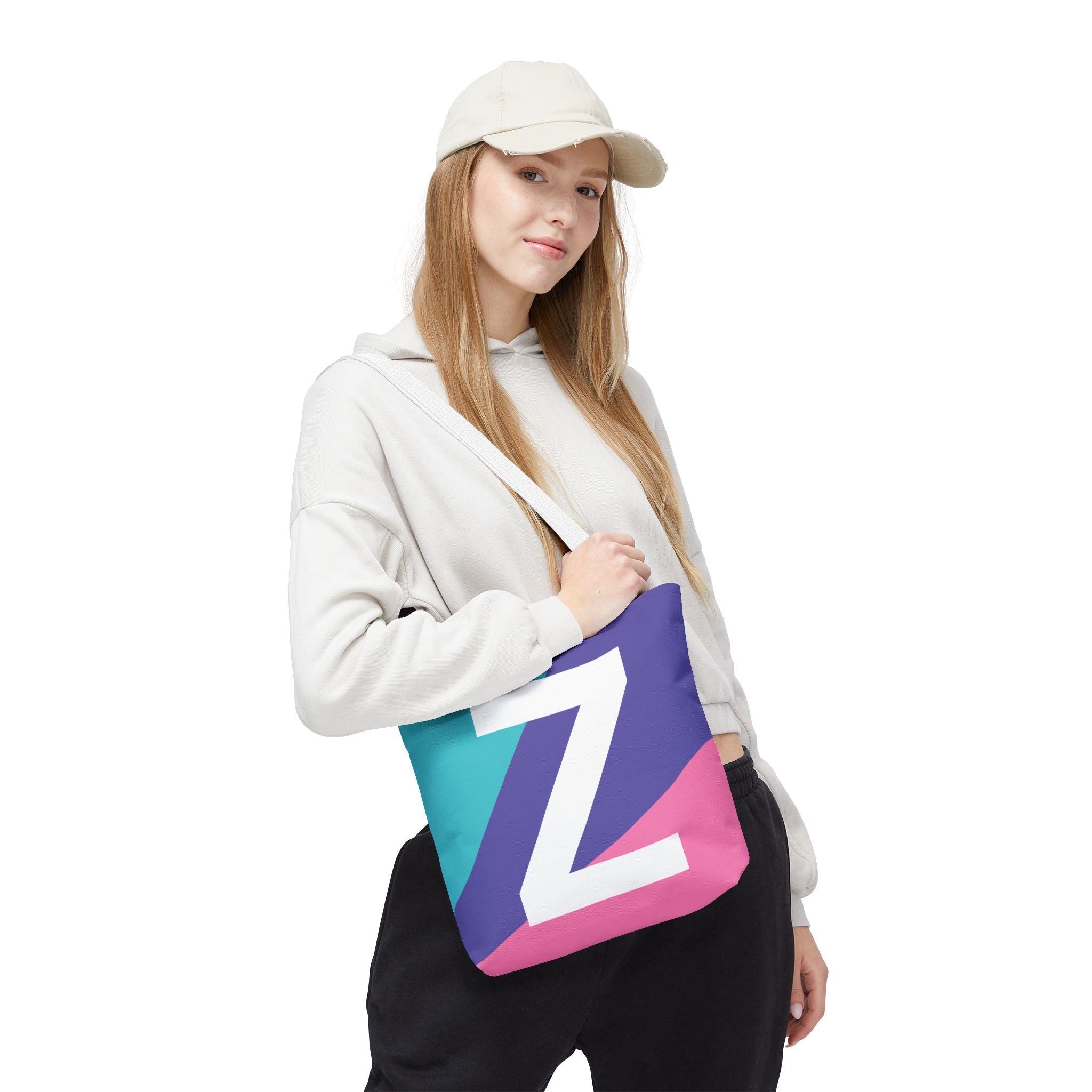 Monogram 'Z' Colorblock Tote Bag — Personalized Initial Z Shoulder Tote