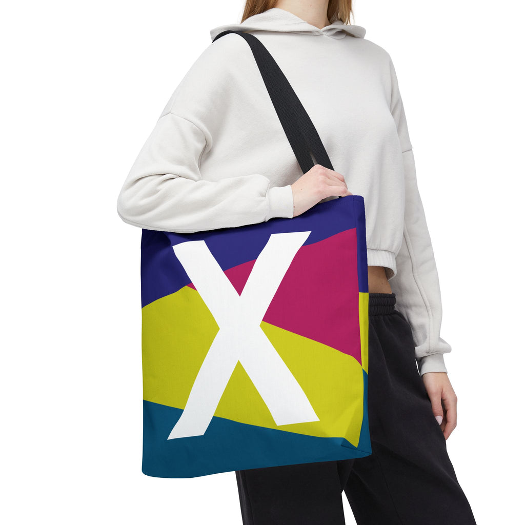 Monogram 'X' Colorblock Tote Bag — Personalized Initial X Shoulder Tote