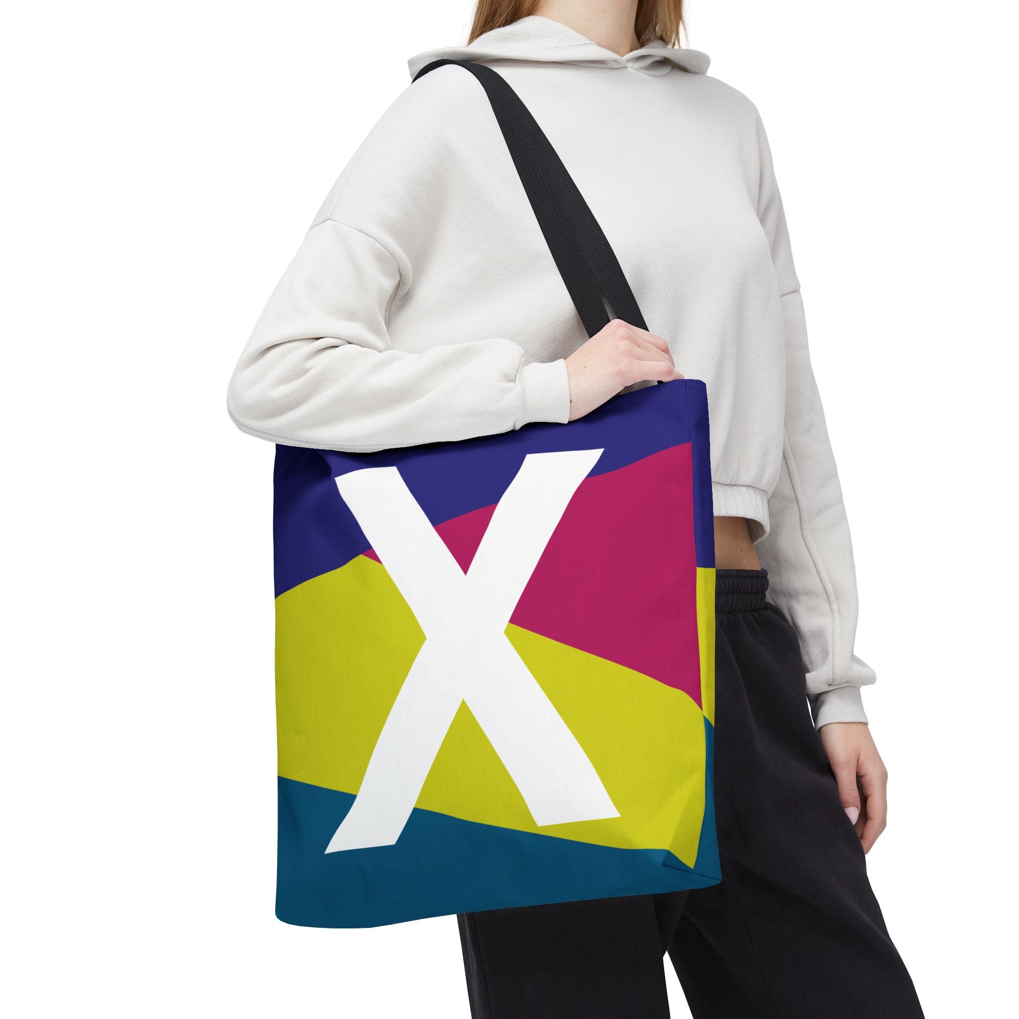 Monogram 'X' Colorblock Tote Bag — Personalized Initial X Shoulder Tote