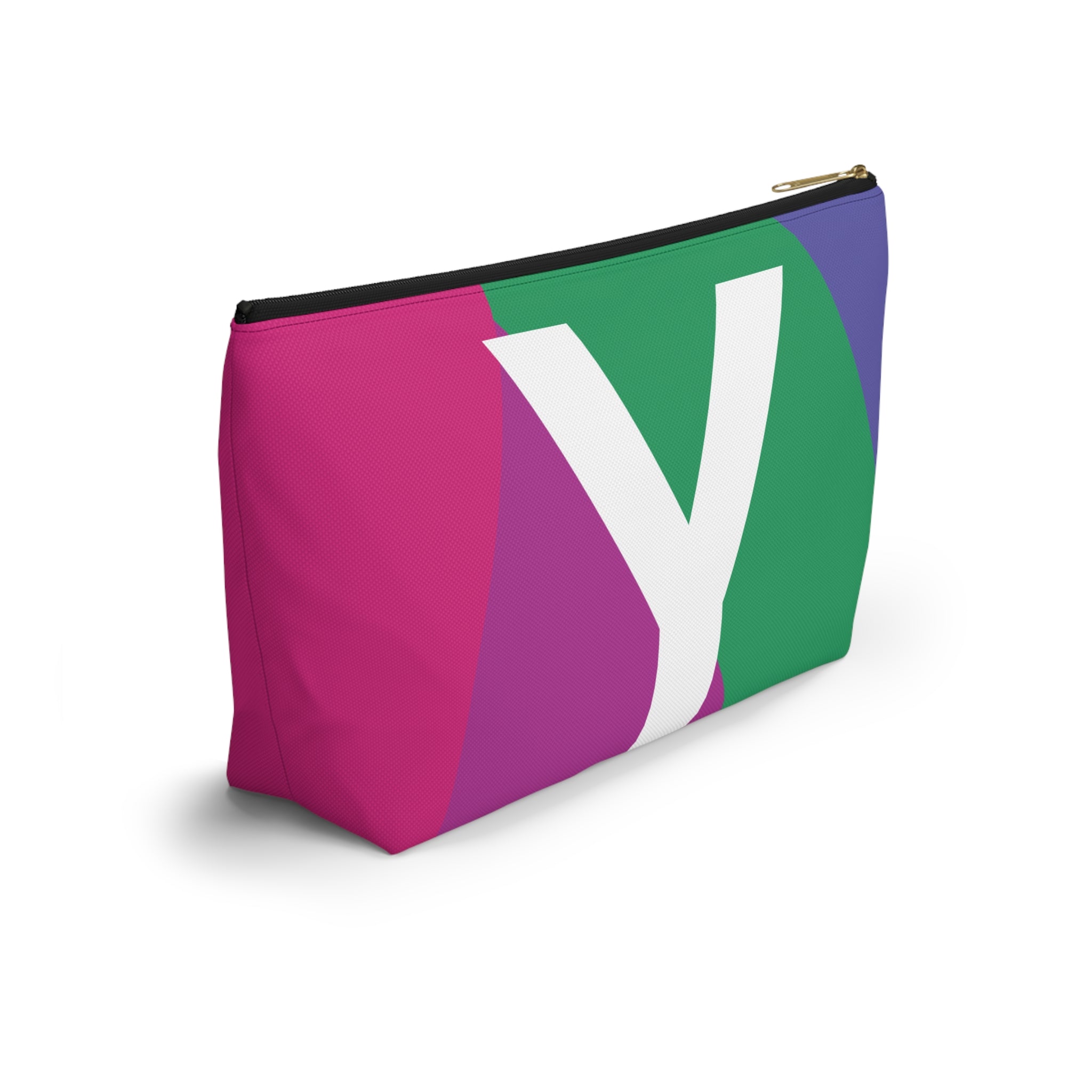 Initials Colorblock Accessory Pouch — Monogram Y T-Bottom Cosmetic Bag