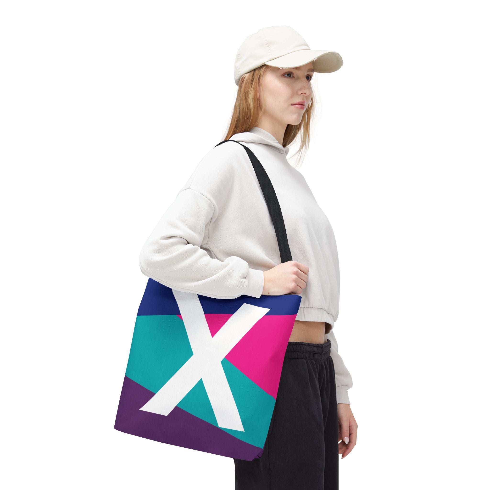 Monogram 'X' Colorblock Tote Bag — Personalized Initial X Shoulder Tote