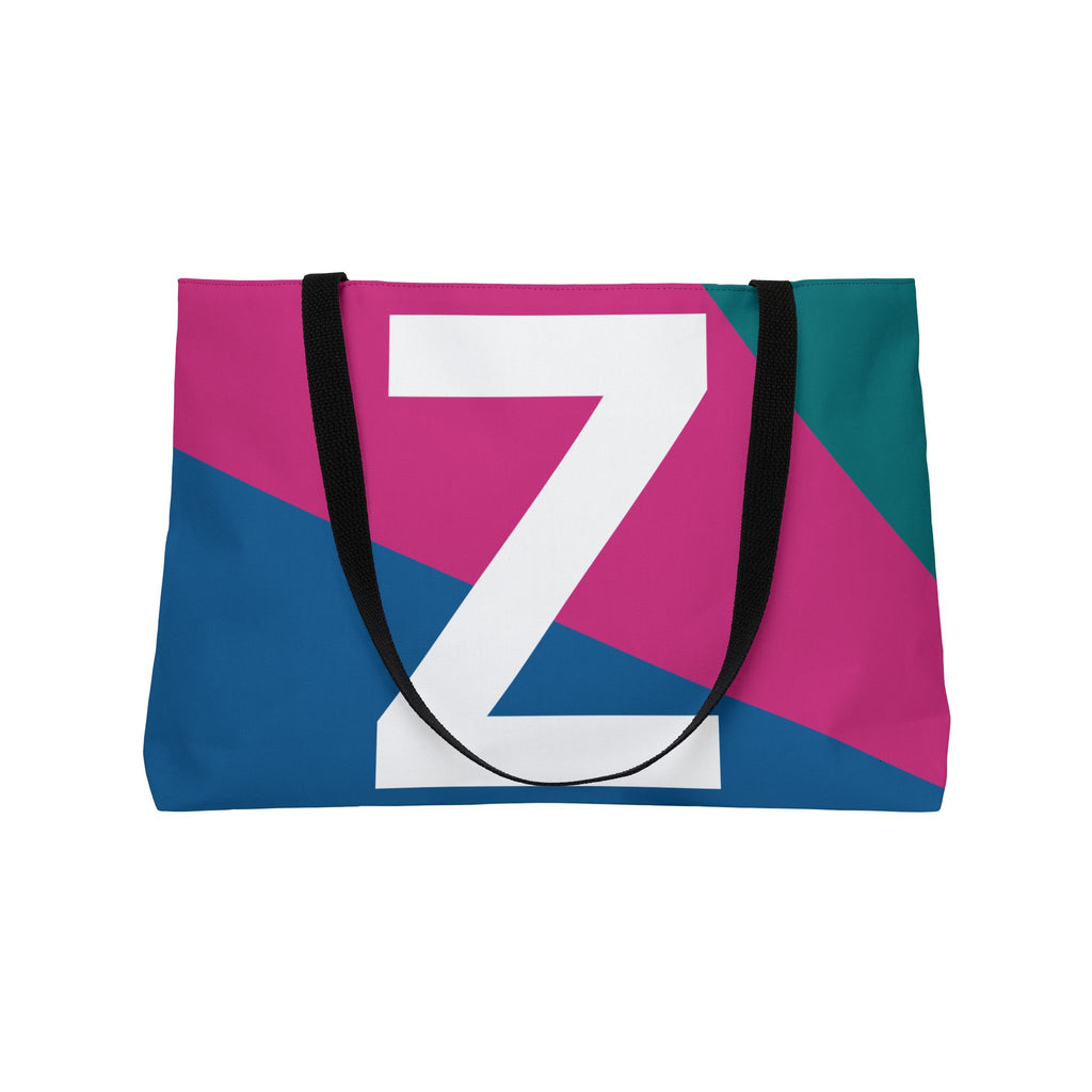 Personalized 'Z' Colorblock Tote Bag — Monogram Weekender Tote
