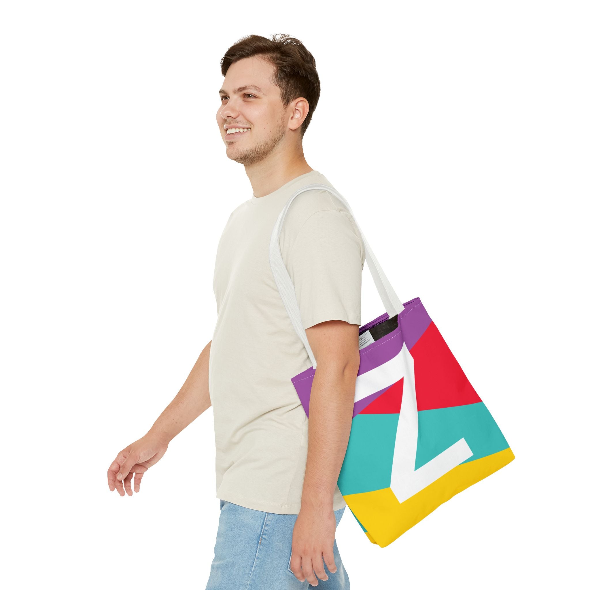 Monogram 'Z' Colorblock Tote Bag — Personalized Initial Z Shoulder Tote