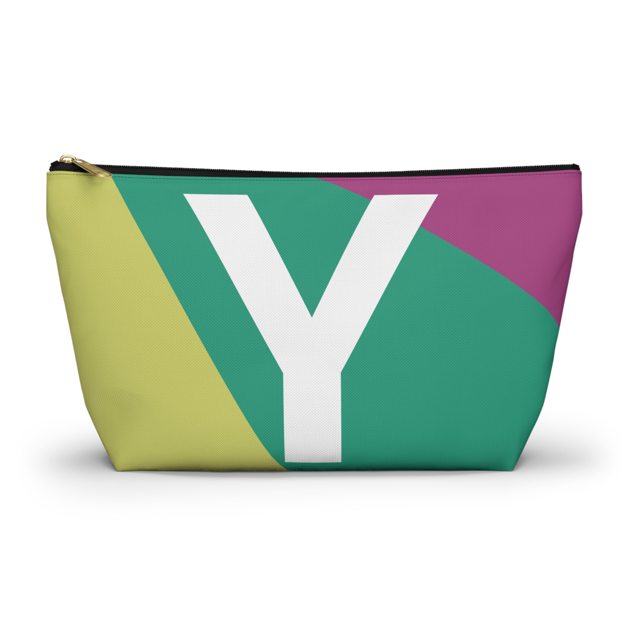 Initials Colorblock Accessory Pouch — Monogram Y T-Bottom Cosmetic Bag