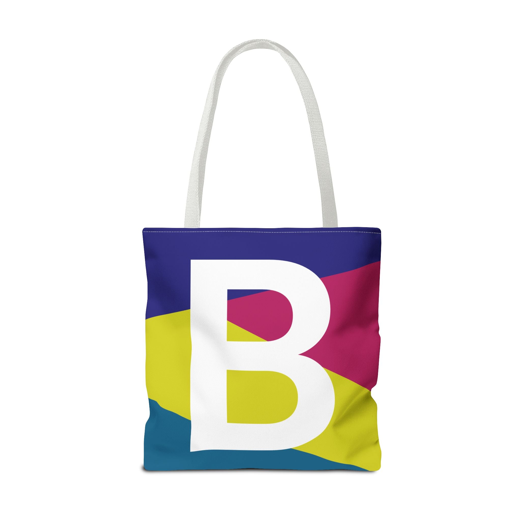 Monogram 'B' Colorblock Tote Bag — Personalized Initial B Shoulder Tote