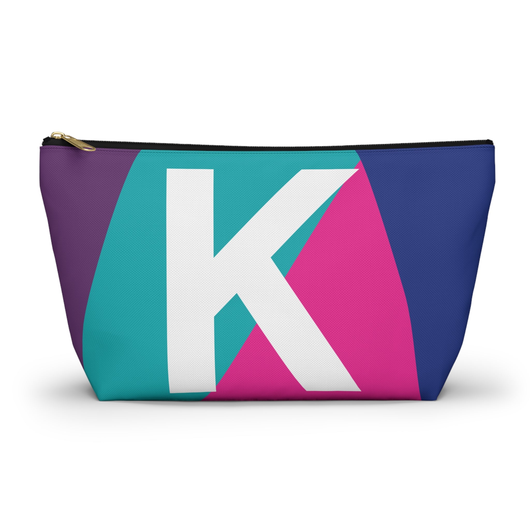 Initials Colorblock Accessory Pouch — Monogram K T-Bottom Cosmetic Bag