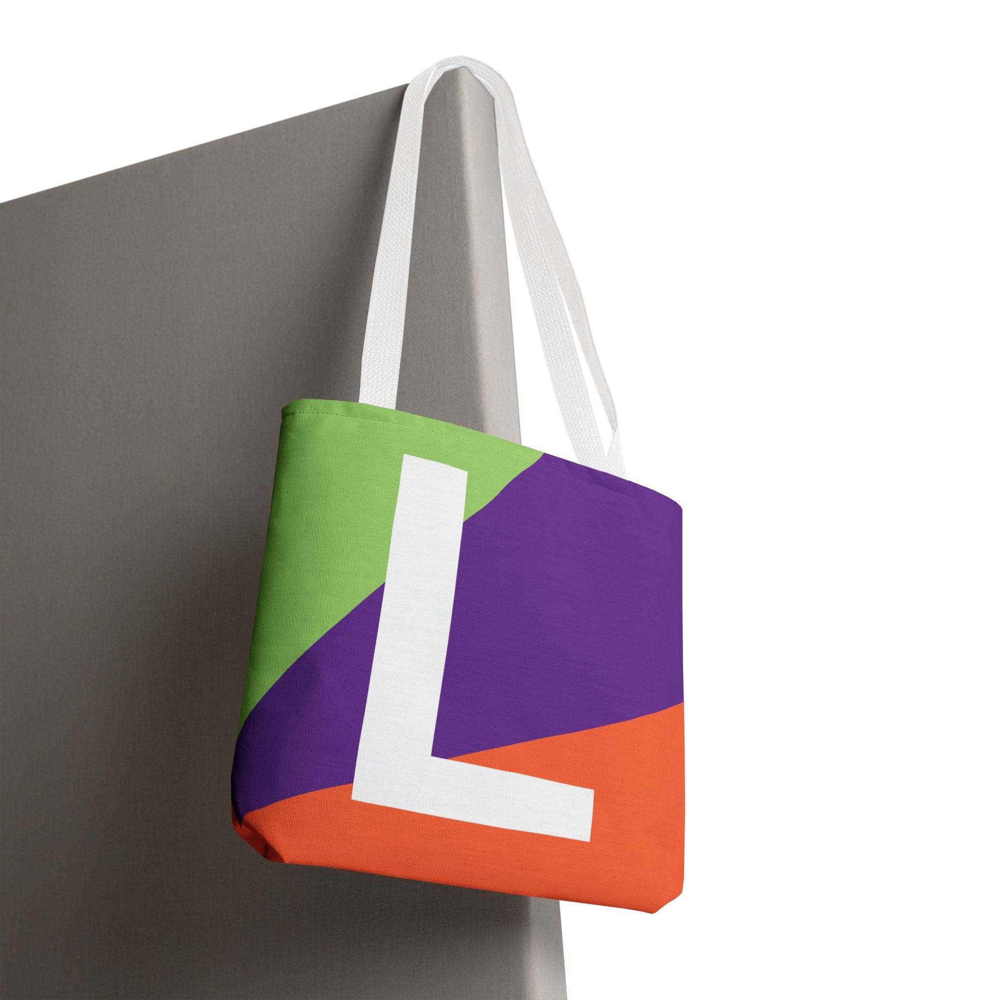Monogram 'L' Colorblock Tote Bag — Personalized Initial L Shoulder Tote