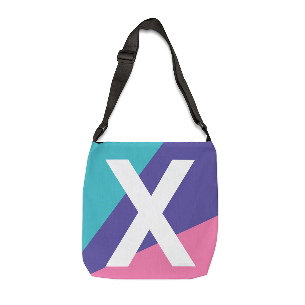 Initial Letter 'X' Colorblock Adjustable Tote Bag — Monogram Alphabet Shoulder Bag