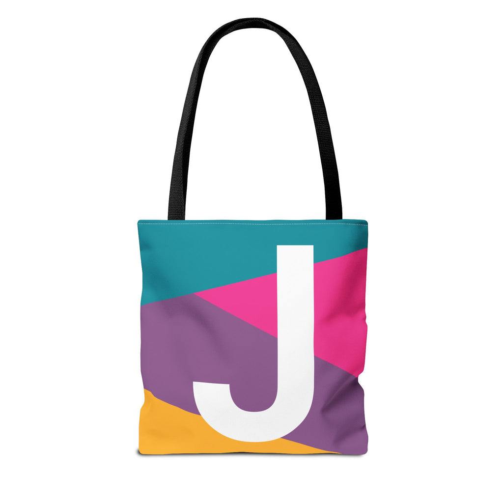 Monogram 'J' Colorblock Tote Bag — Personalized Initial J Shoulder Tote
