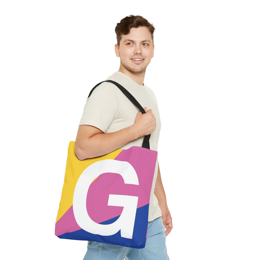 Monogram 'G' Colorblock Tote Bag — Personalized Initial G Shoulder Tote