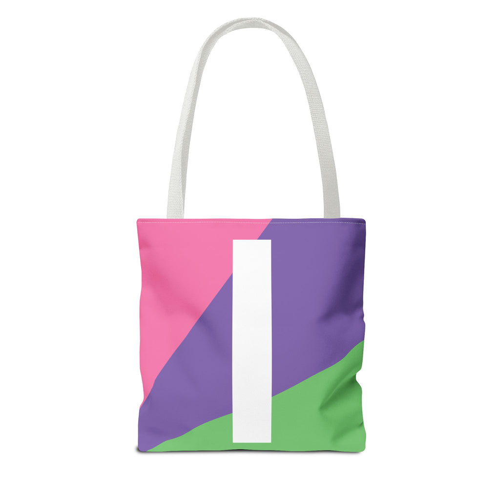 Monogram 'I' Colorblock Tote Bag — Personalized Initial I Shoulder Tote