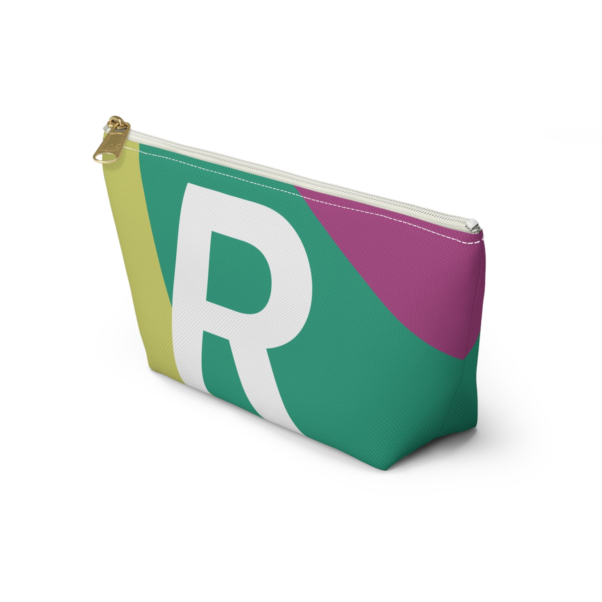 Initials Colorblock Accessory Pouch — Monogram R T-Bottom Cosmetic Bag