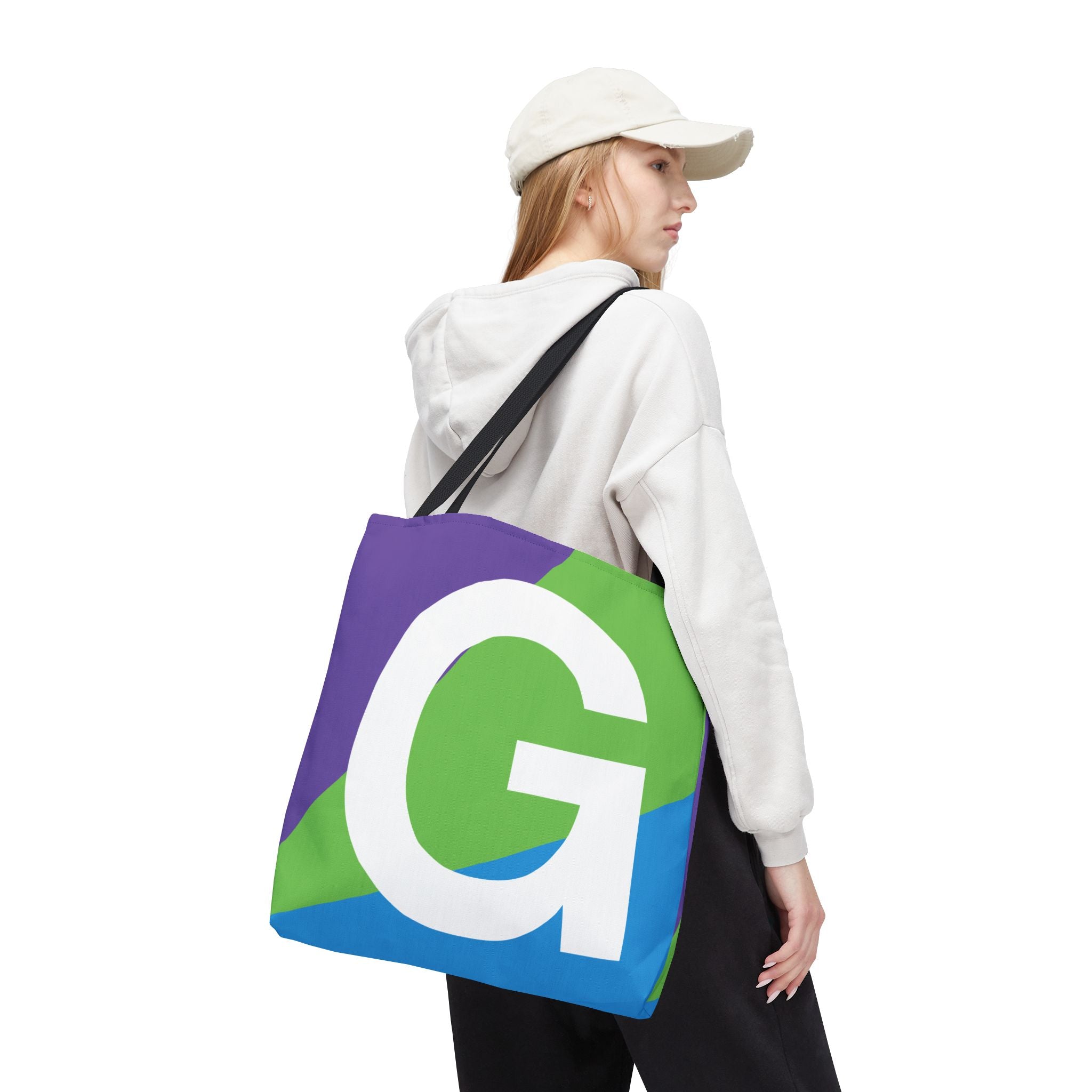 Monogram 'G' Colorblock Tote Bag — Personalized Initial G Shoulder Tote