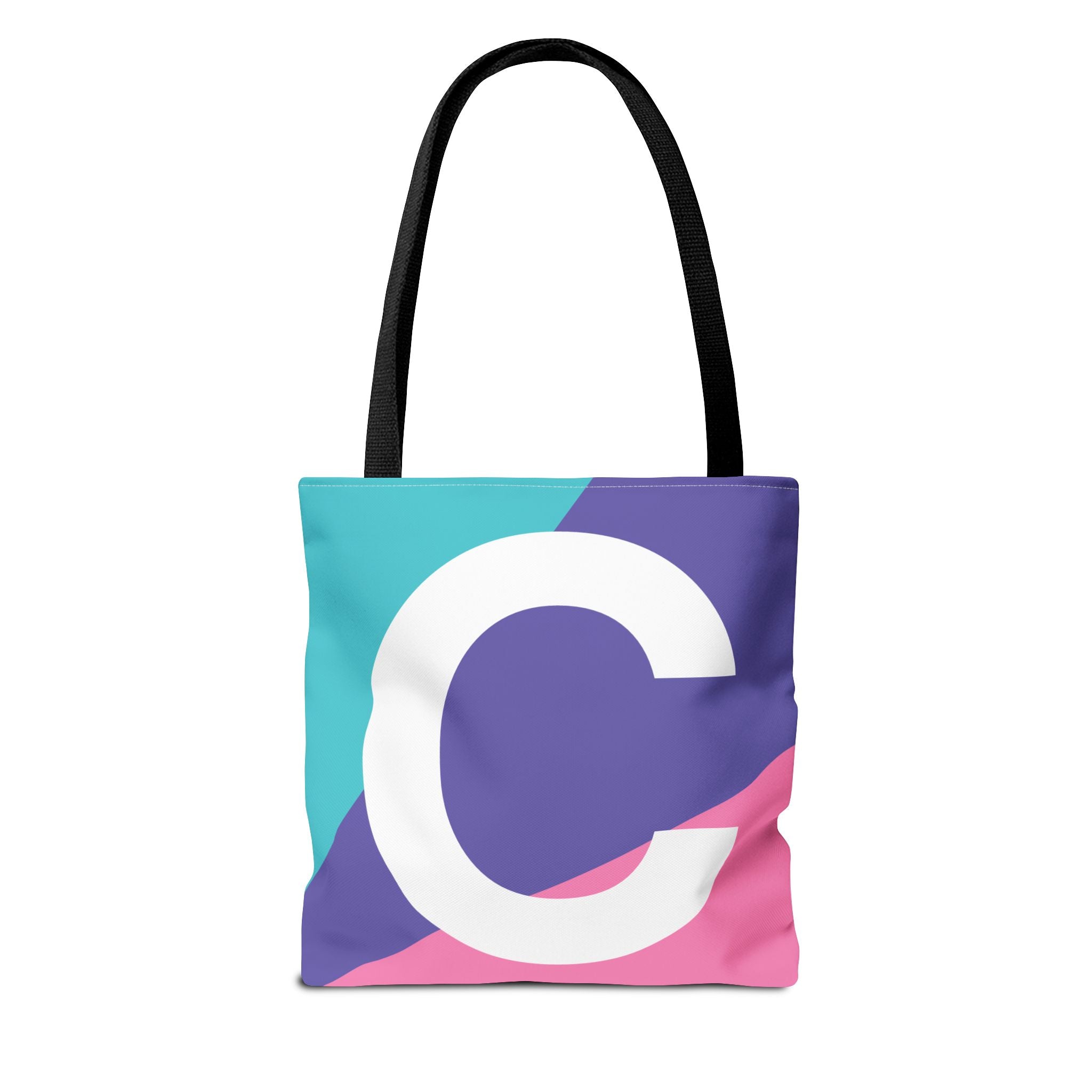 Monogram 'C' Colorblock Tote Bag — Personalized Initial C Shoulder Tote