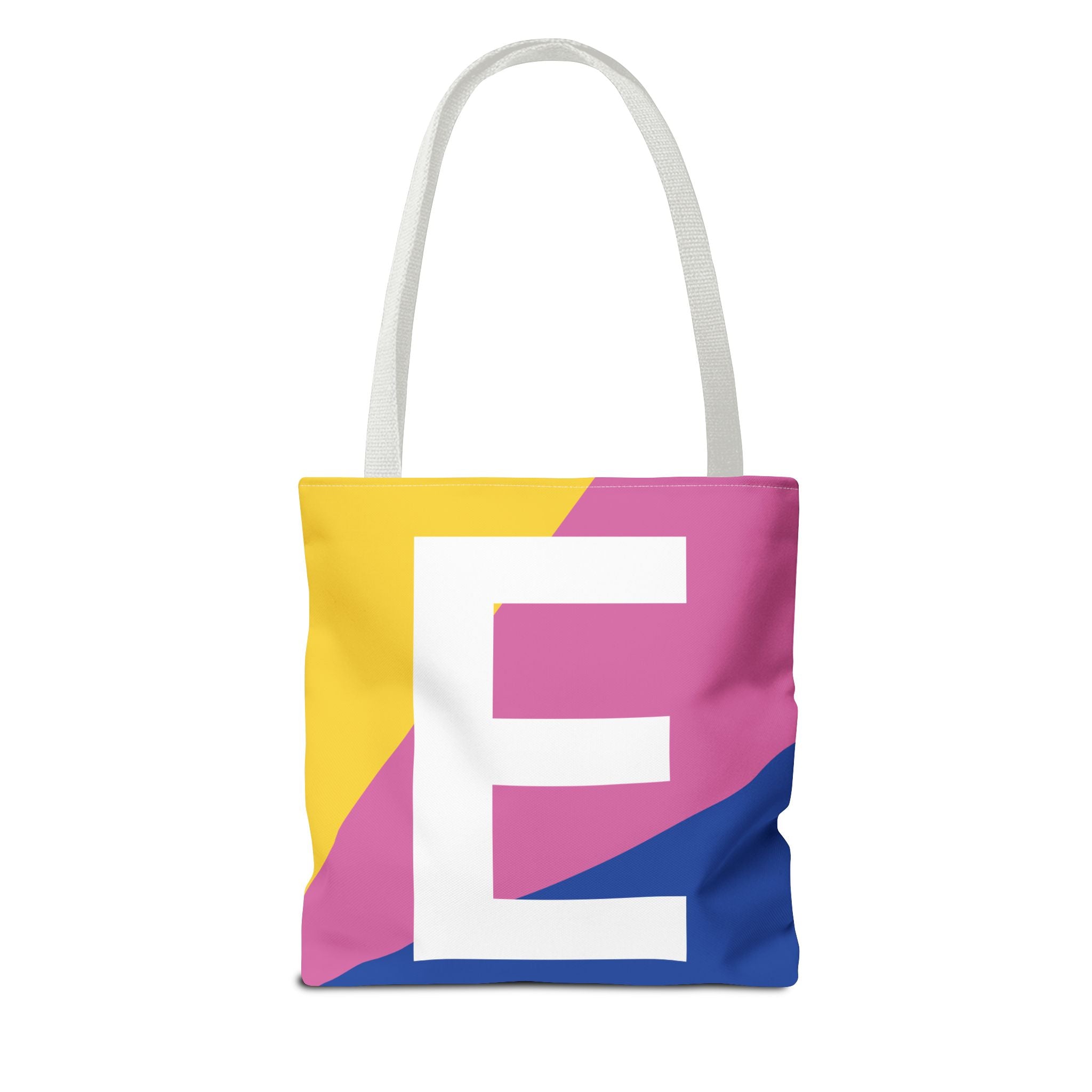 Monogram 'E' Colorblock Tote Bag — Personalized Initial E Shoulder Tote