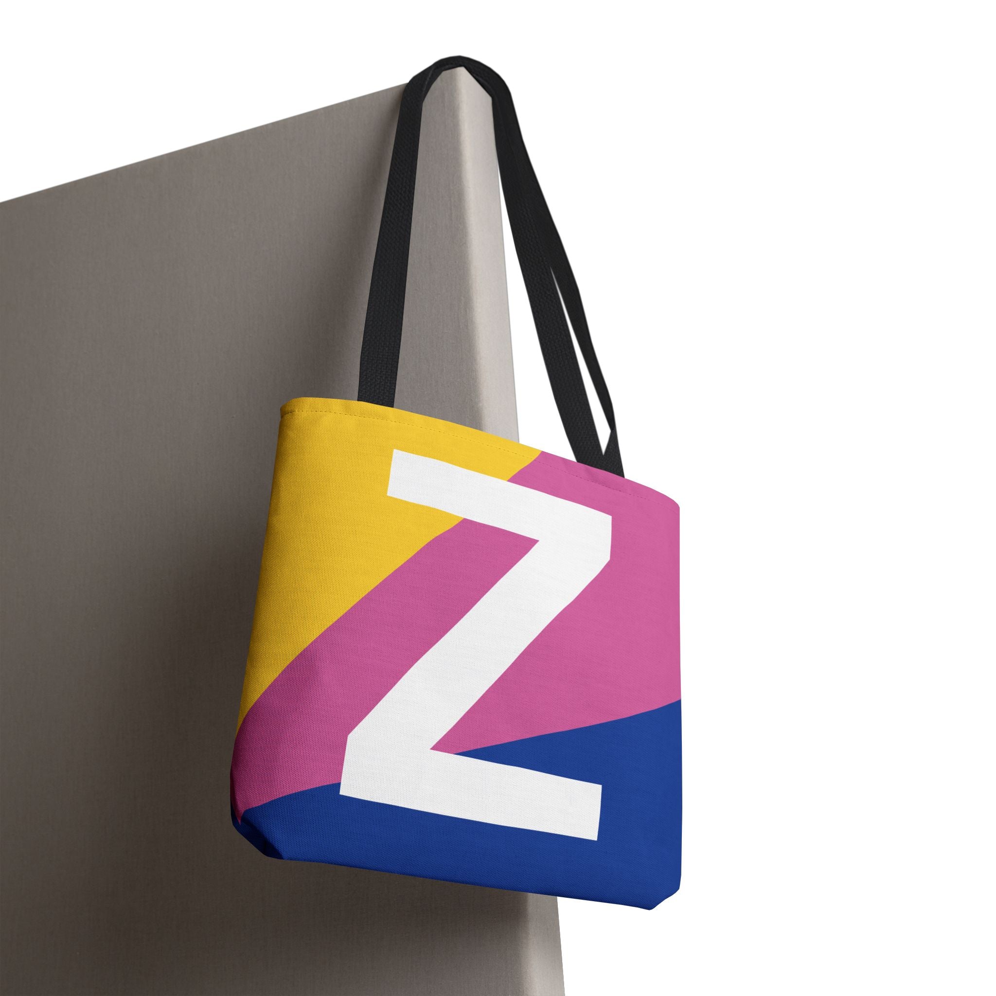 Monogram 'Z' Colorblock Tote Bag — Personalized Initial Z Shoulder Tote