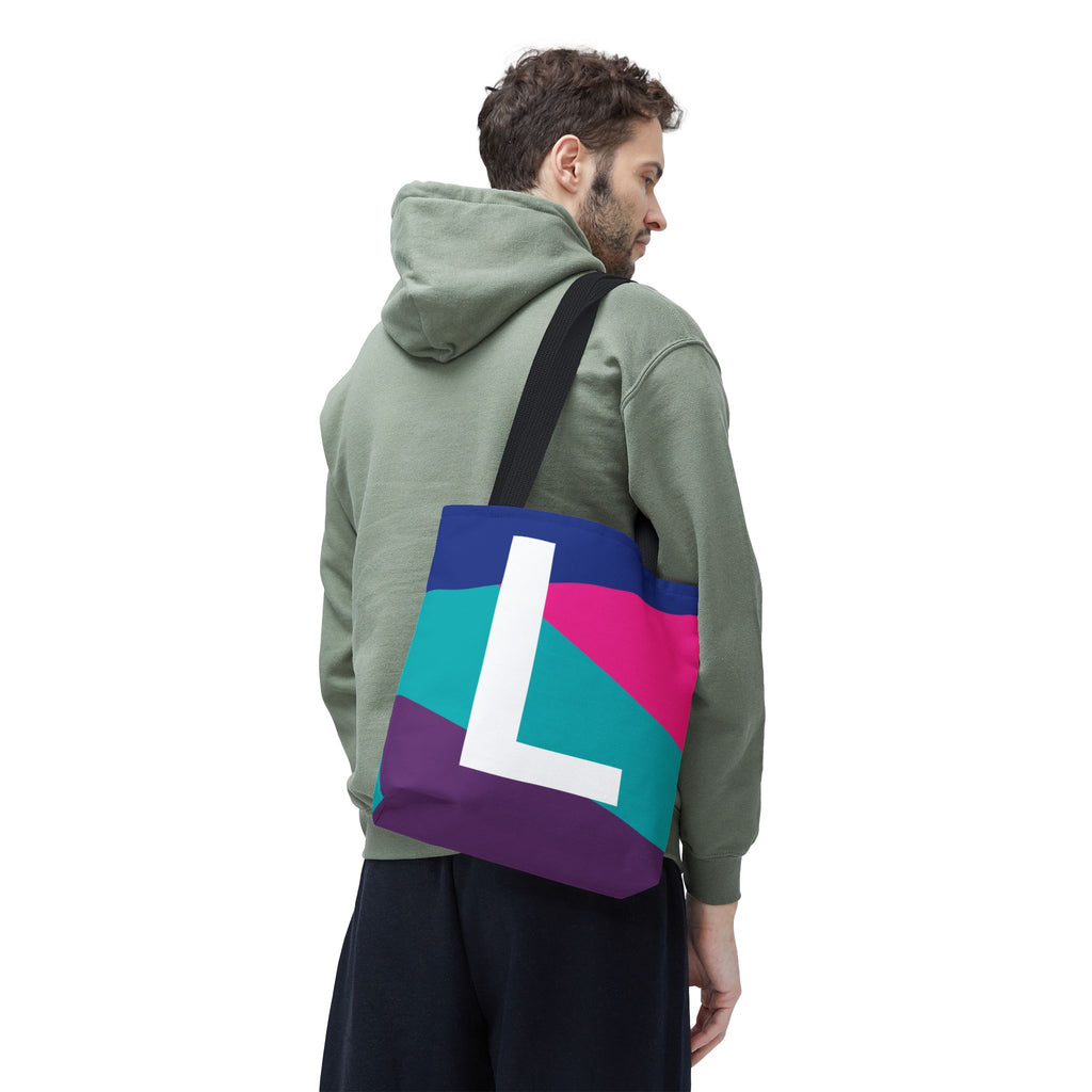 Monogram 'L' Colorblock Tote Bag — Personalized Initial L Shoulder Tote