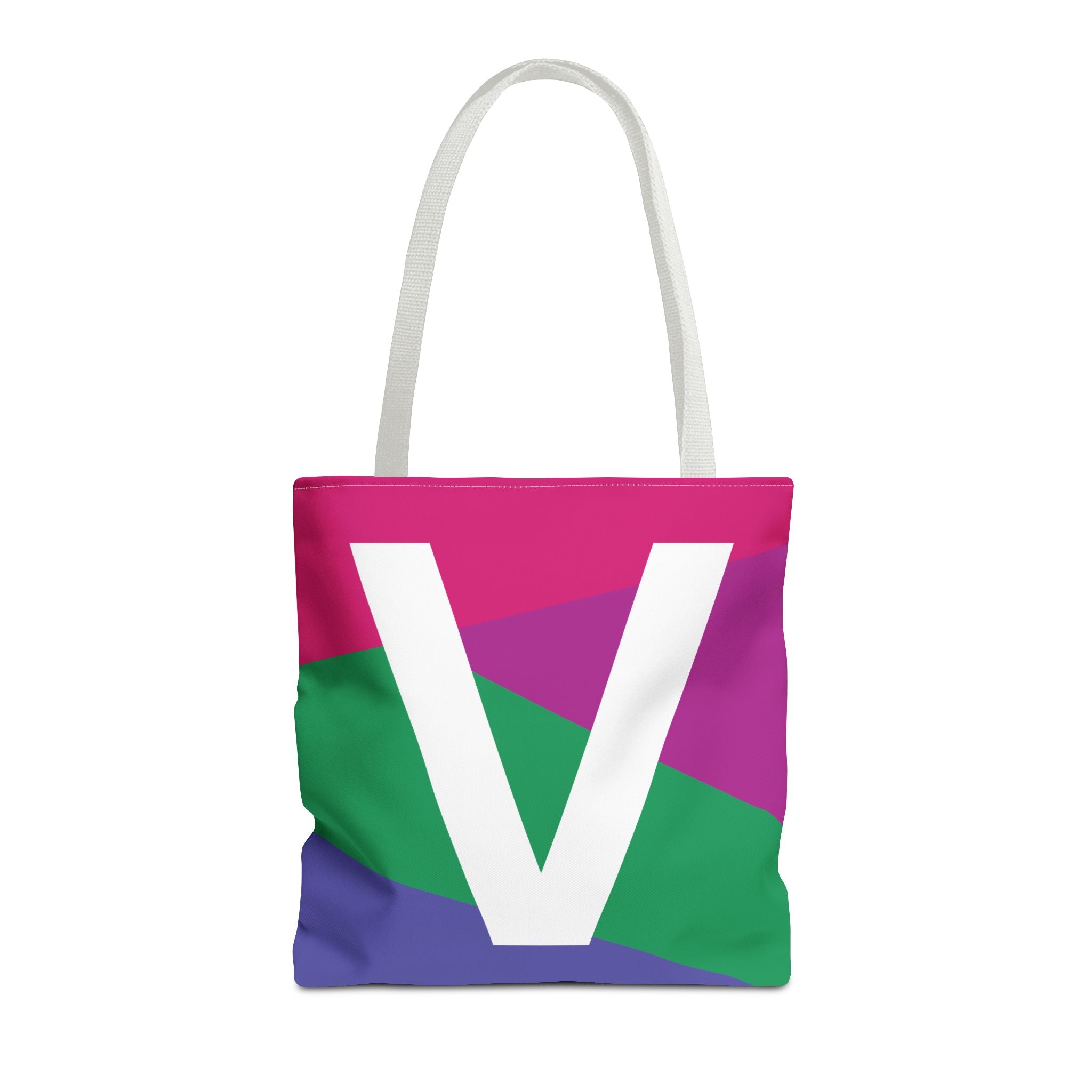 Monogram 'V' Colorblock Tote Bag — Personalized Initial V Shoulder Tote