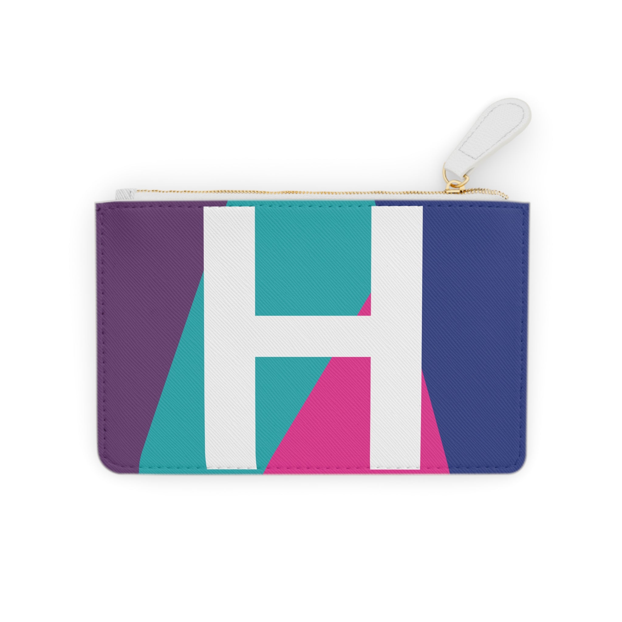 Initial H Mini Clutch — Colorblock Monogram Wristlet Wallet