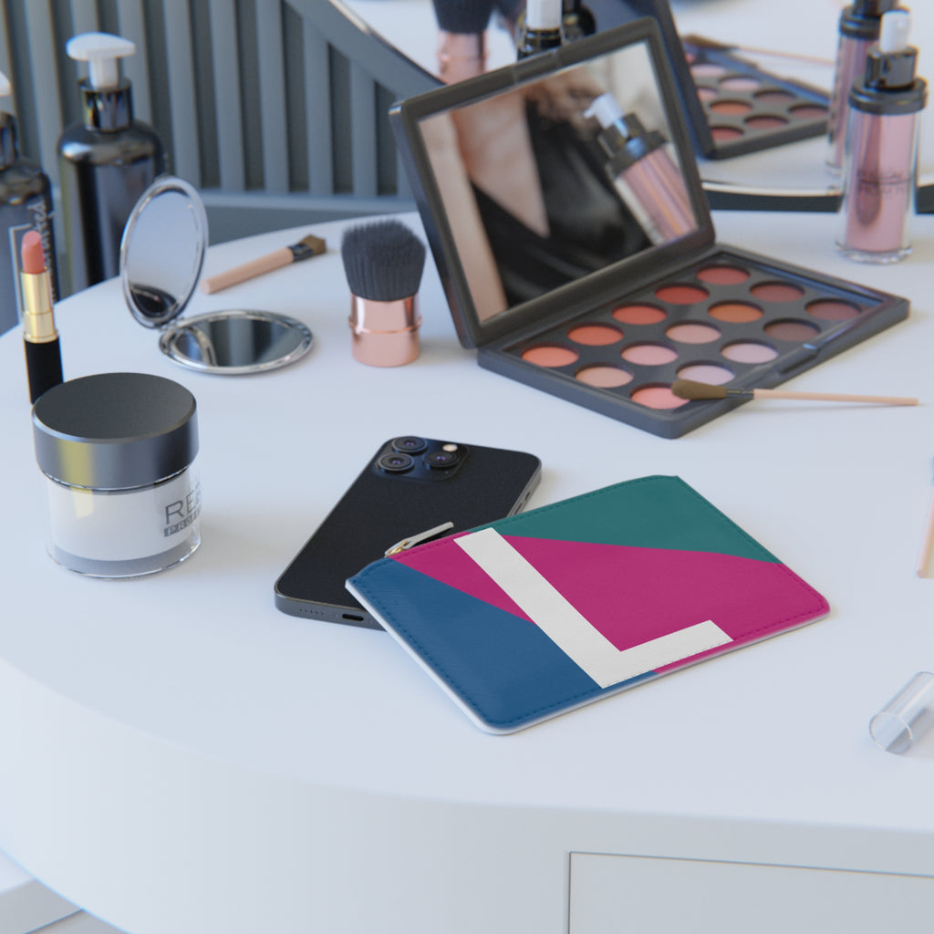 Initial L Mini Clutch — Colorblock Monogram Wristlet Wallet