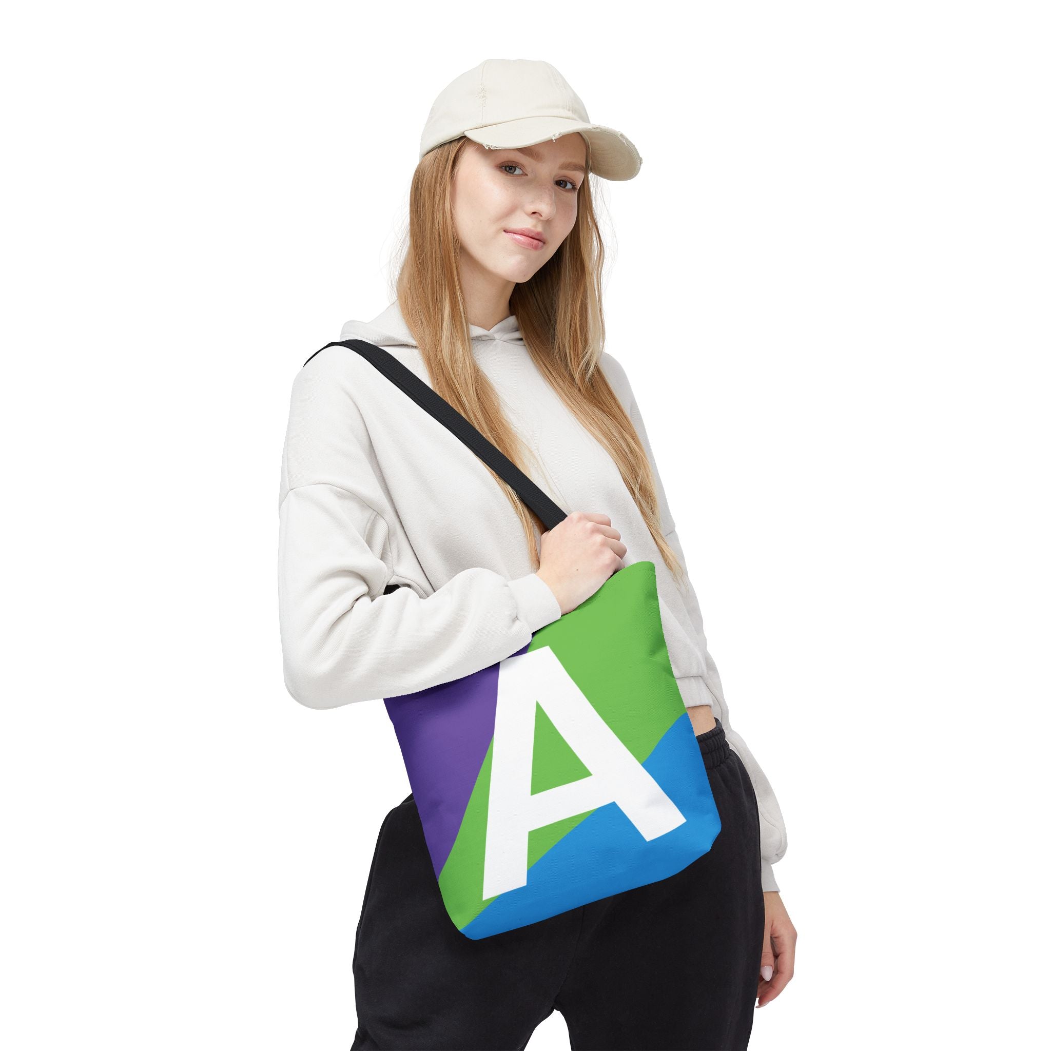 Monogram 'A' Colorblock Tote Bag — Personalized Initial A Shoulder Tote