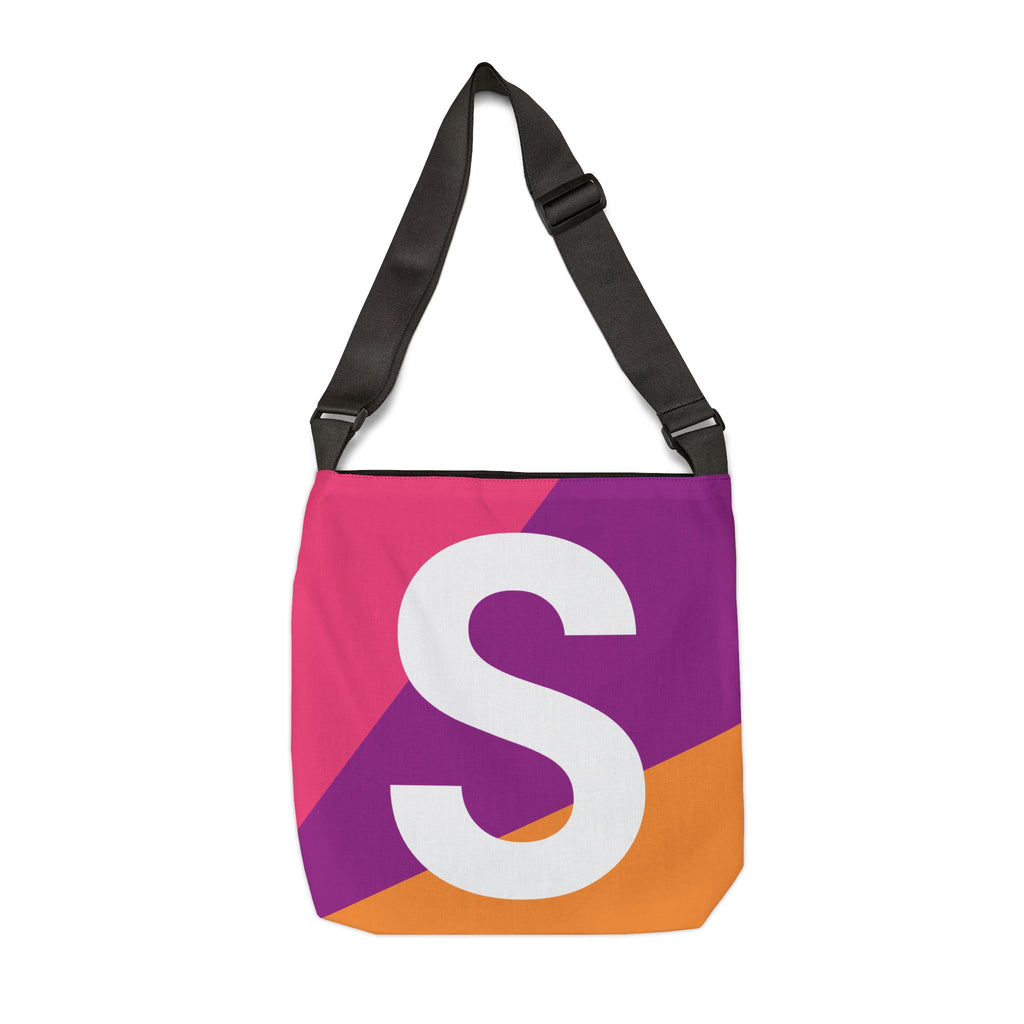Initial Letter 'S' Colorblock Adjustable Tote Bag — Monogram Alphabet Shoulder Bag